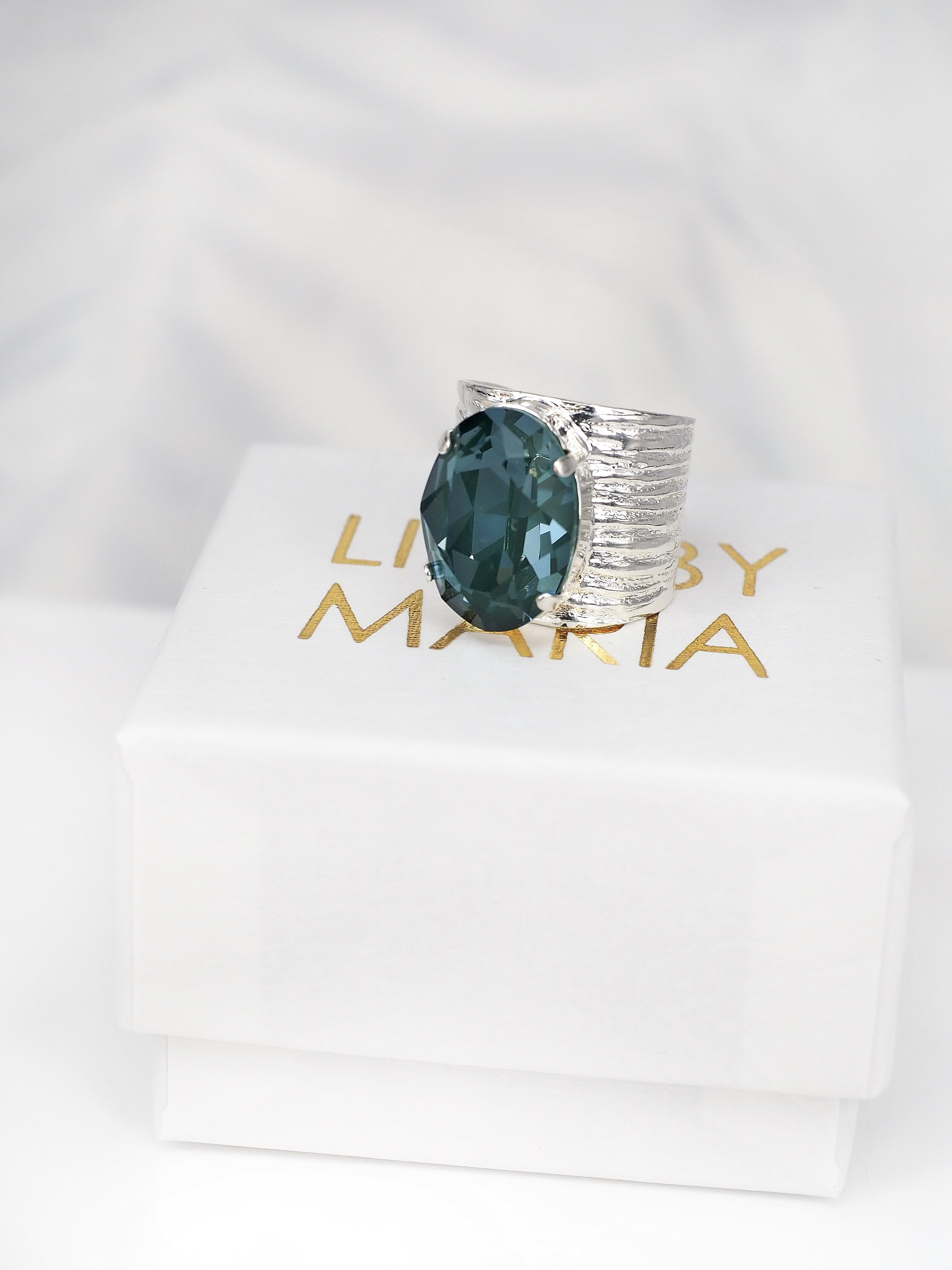 Ring Cleo Pine Green Ignite Silver