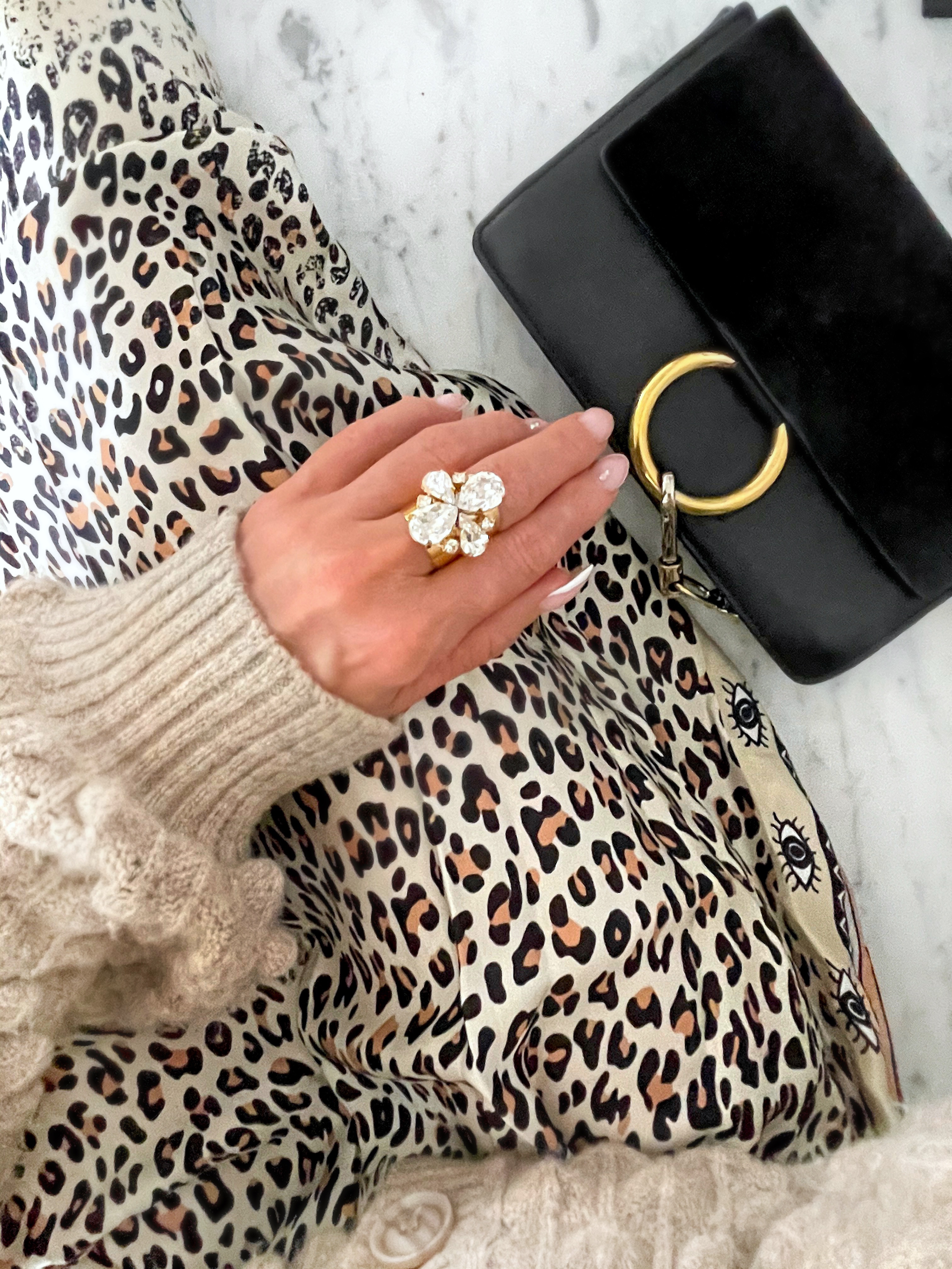 Ring Cocktail Janet Clear Gold - 6