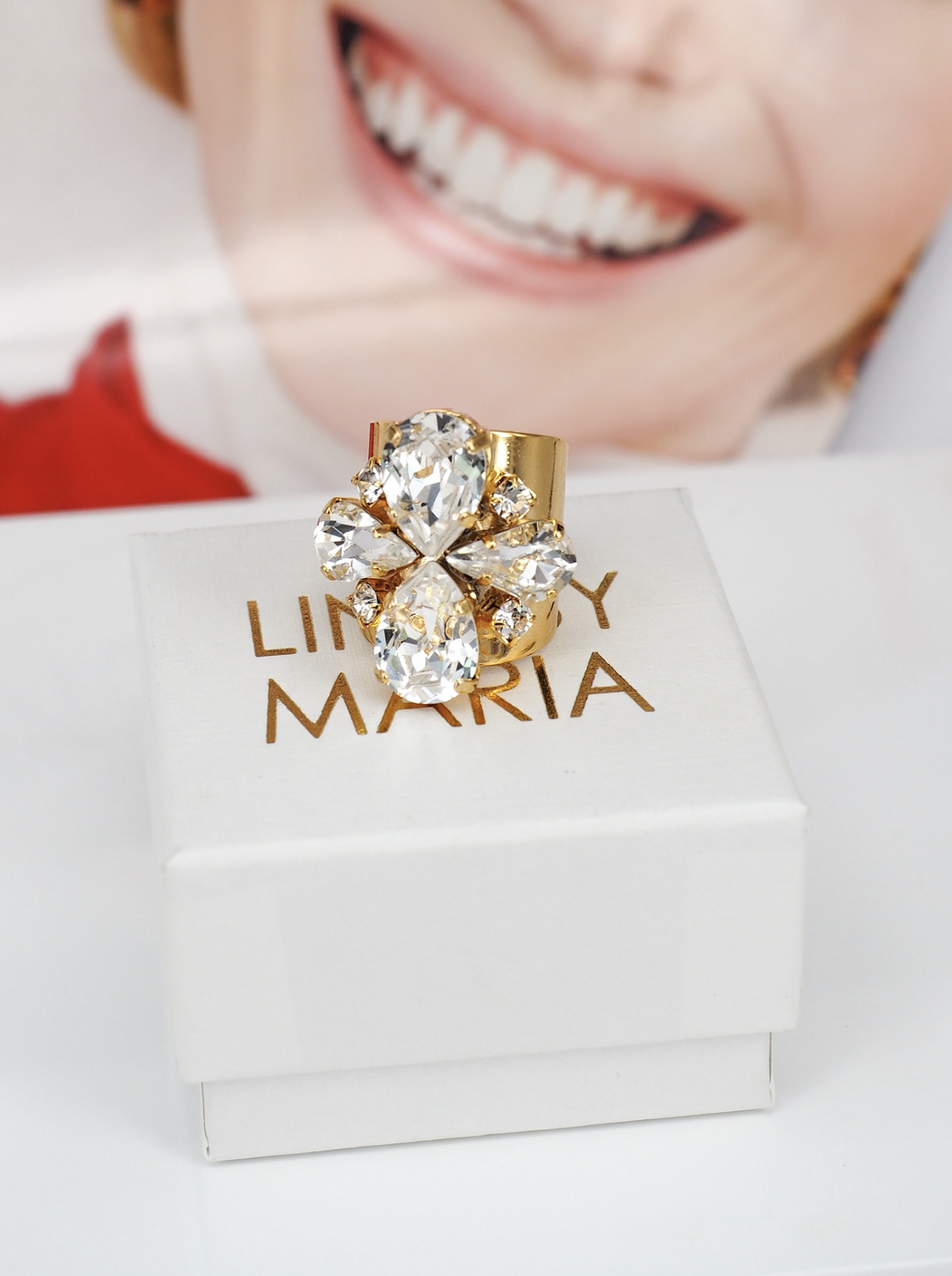 Ring Cocktail Janet Clear Guld