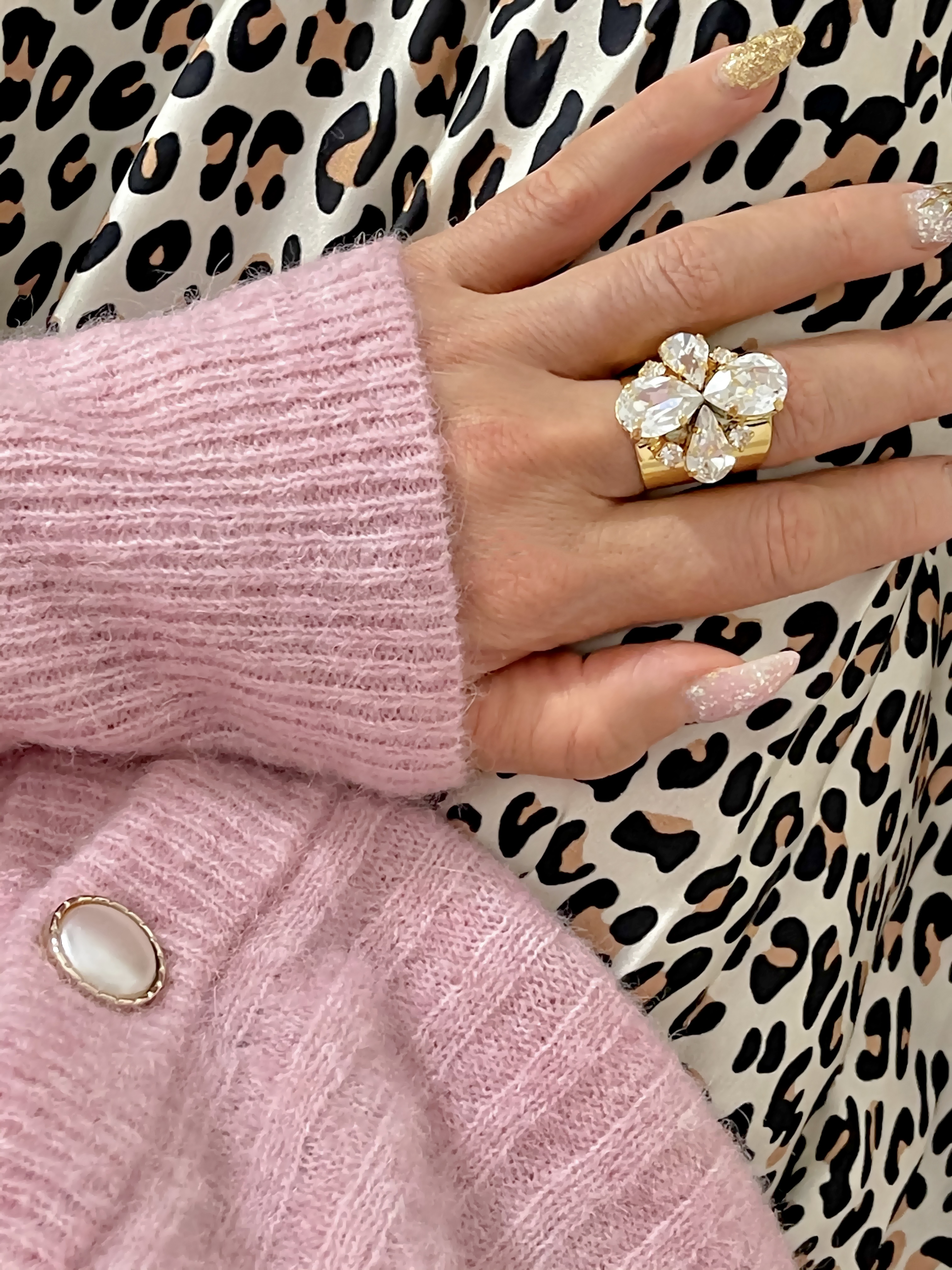 Ring Cocktail Janet Clear Gold - 5