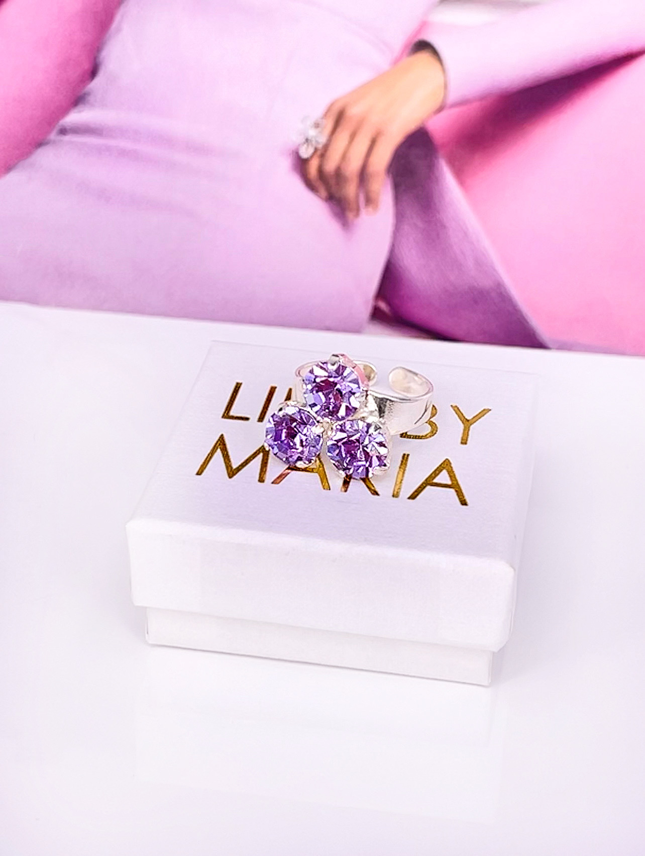 Ring Maya Triangle Violet Silver