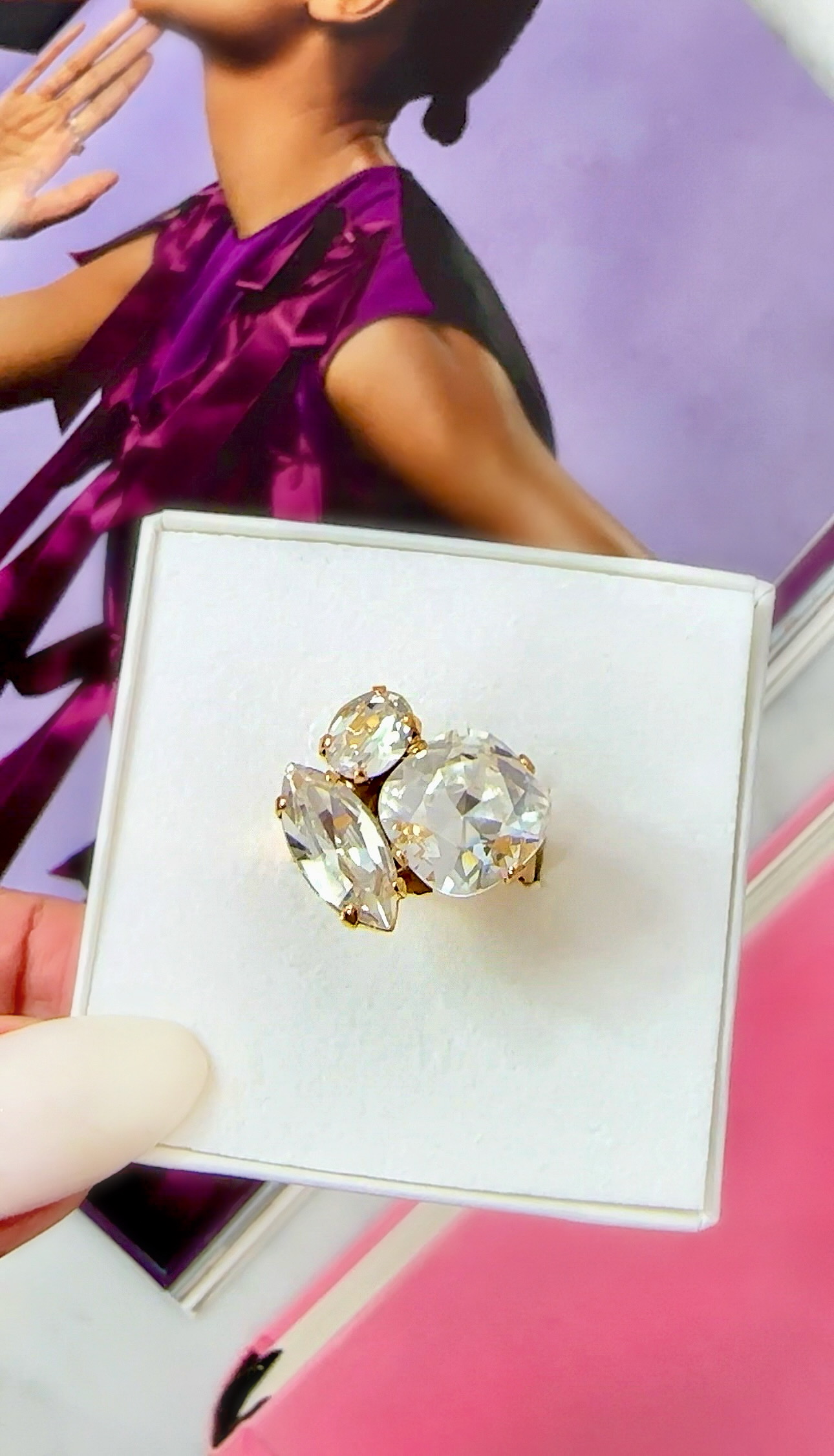 Ring Cruz Clear Crystal Gold