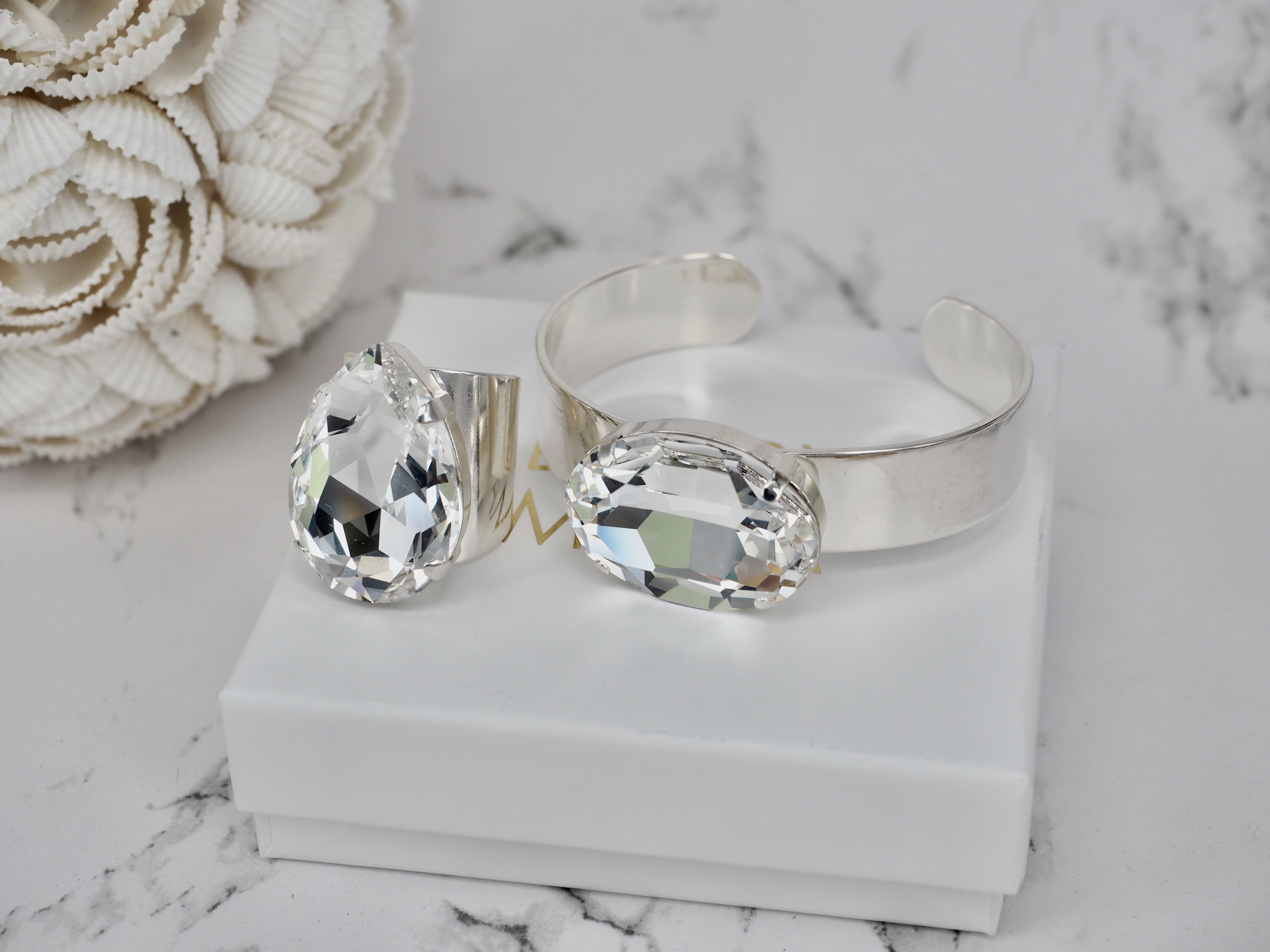 Bracelet Cuff Chantal Oval Clear Silver - 4