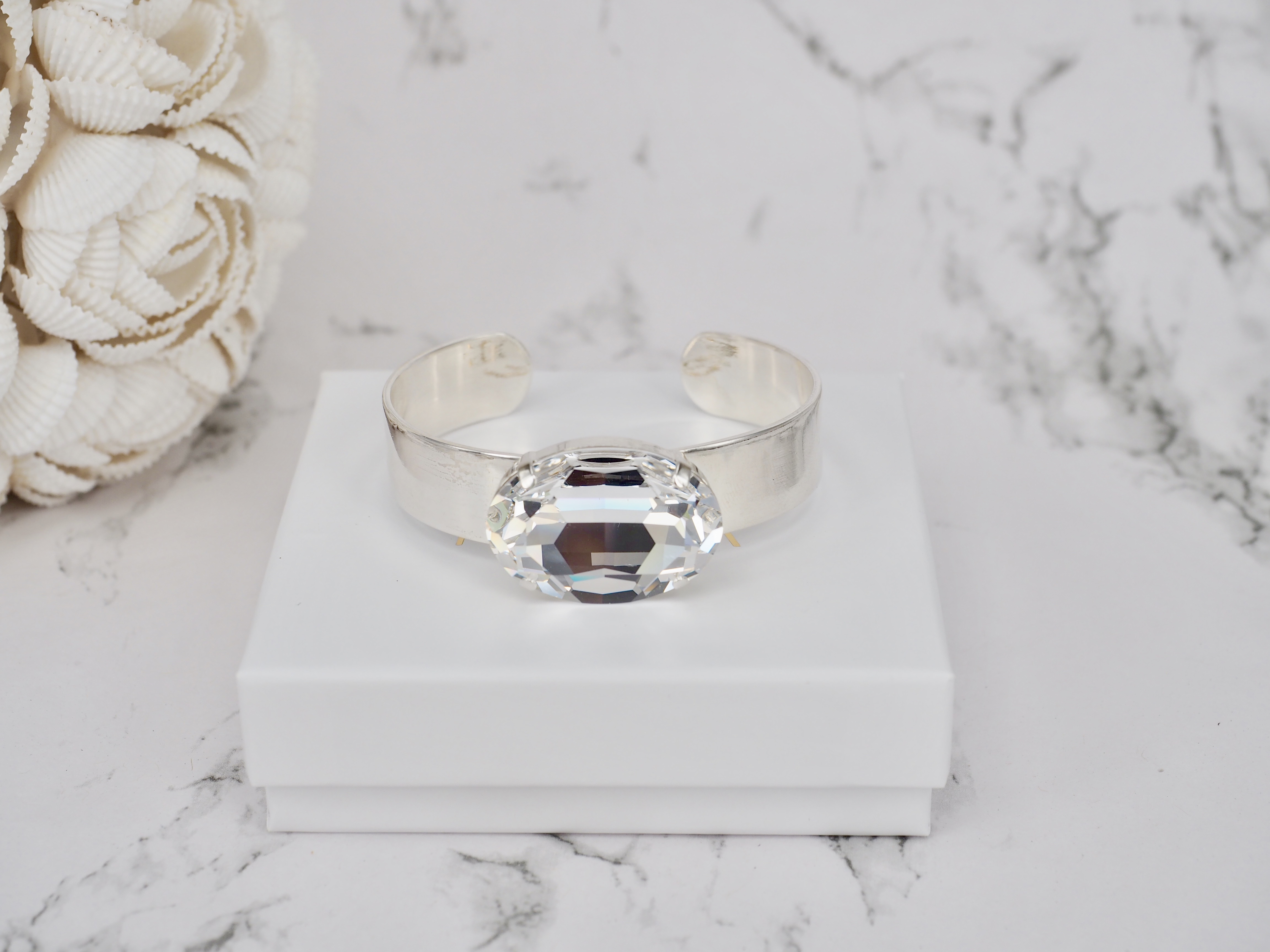 Bracelet Cuff Chantal Oval Clear Silver