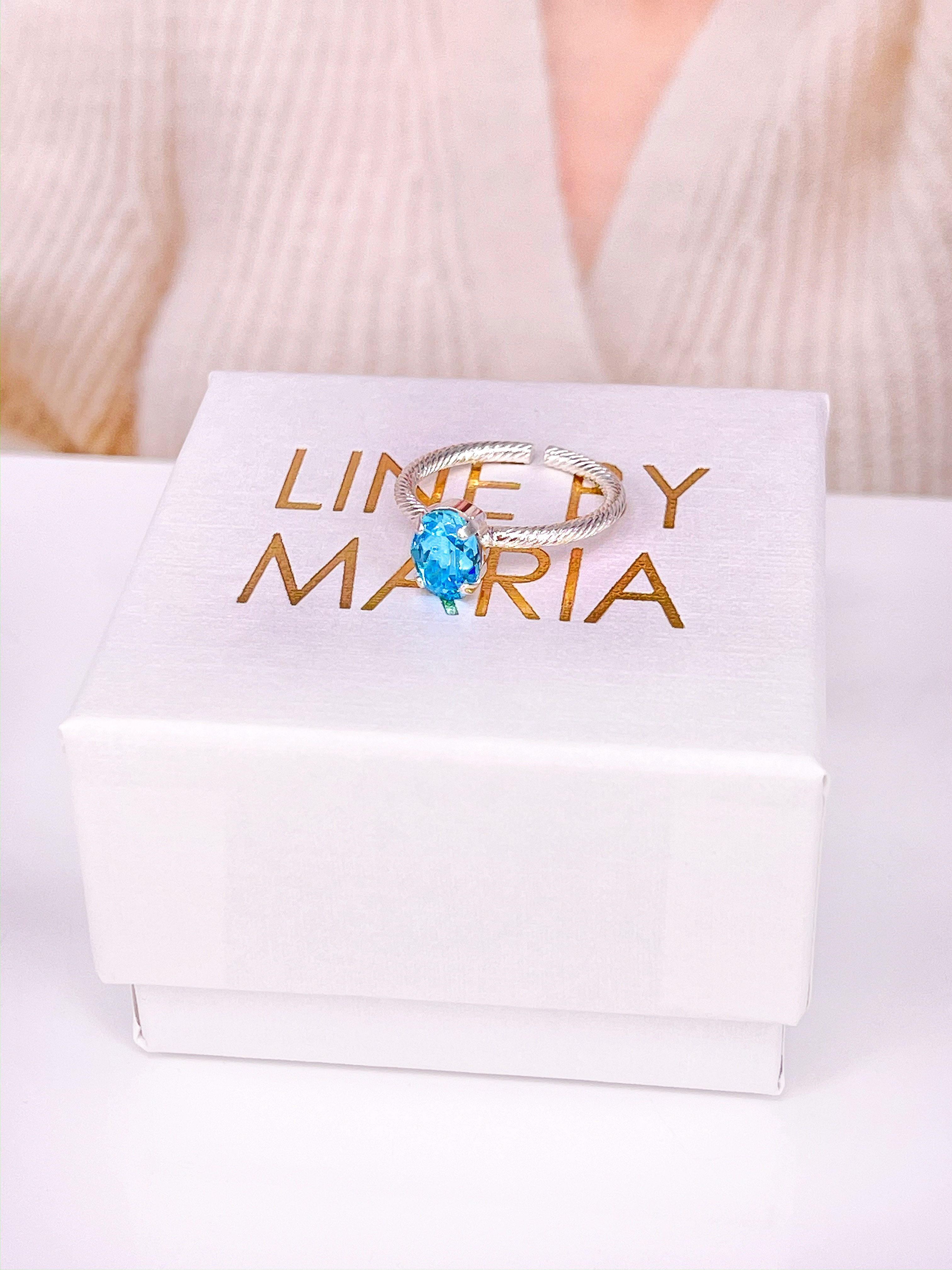Ring Tess Aqua Bohemica Silver
