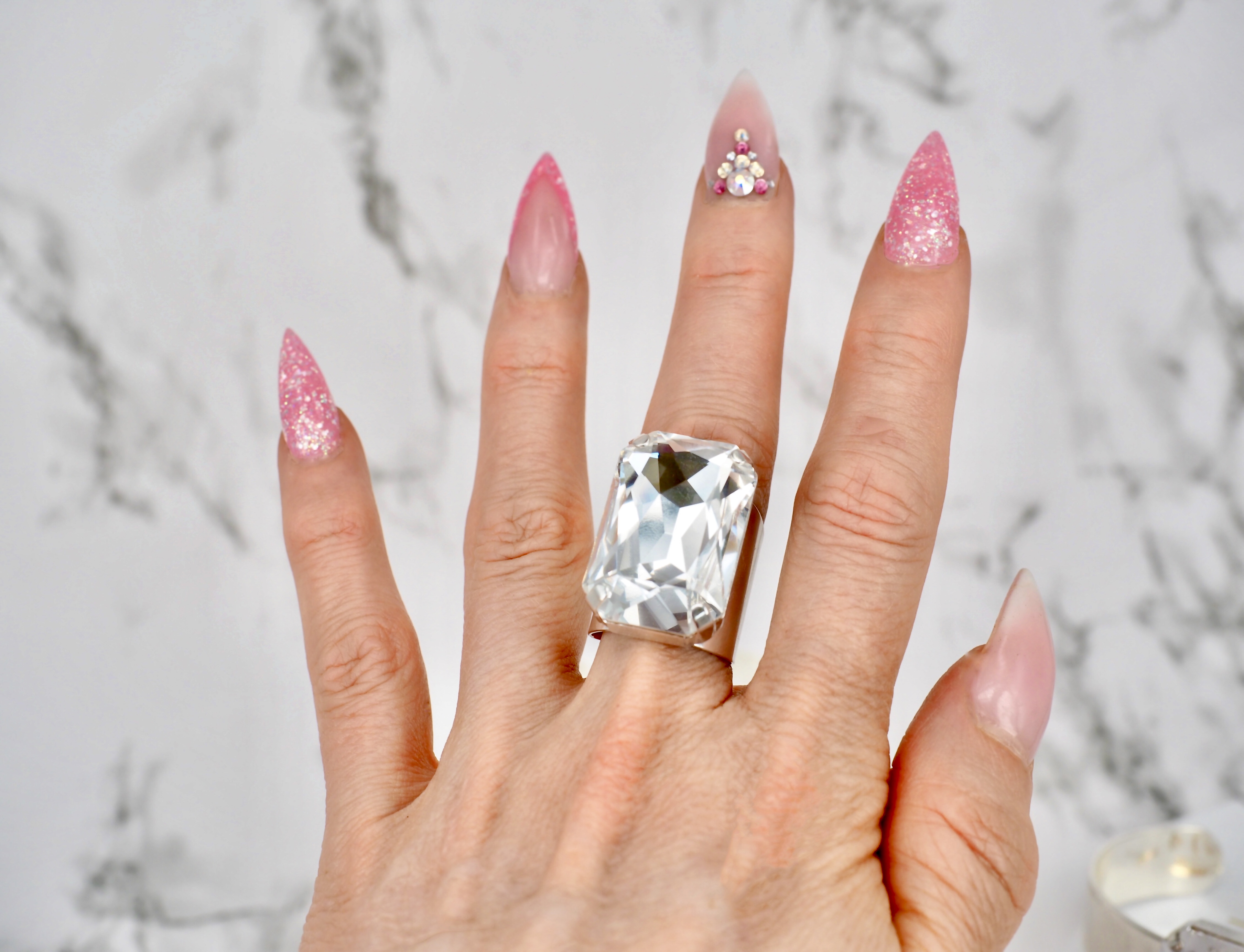 Ring Cocktail Chantal Octagon Clear Silver - 4