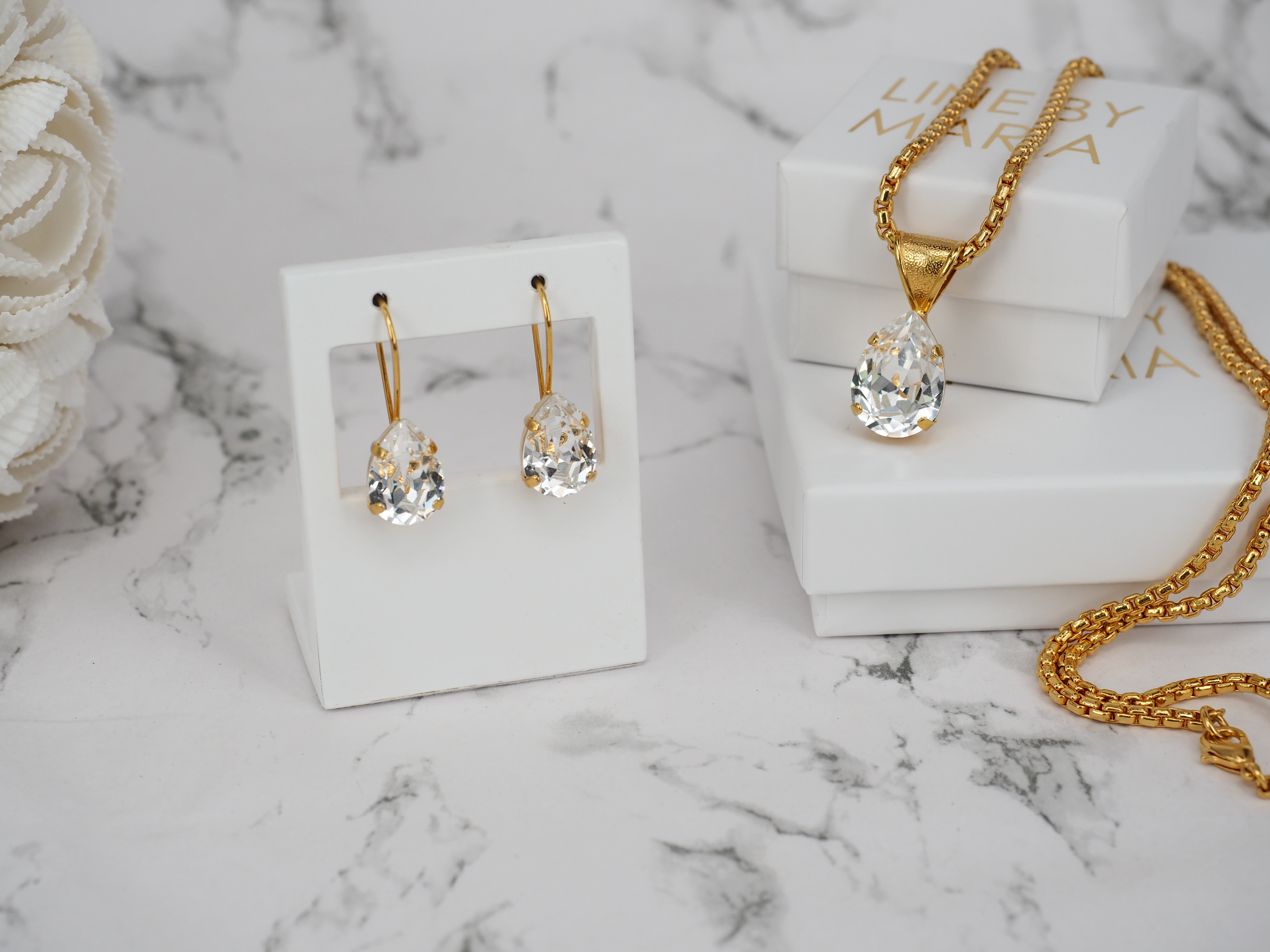 Earrings Khloe Drop Clear Gold