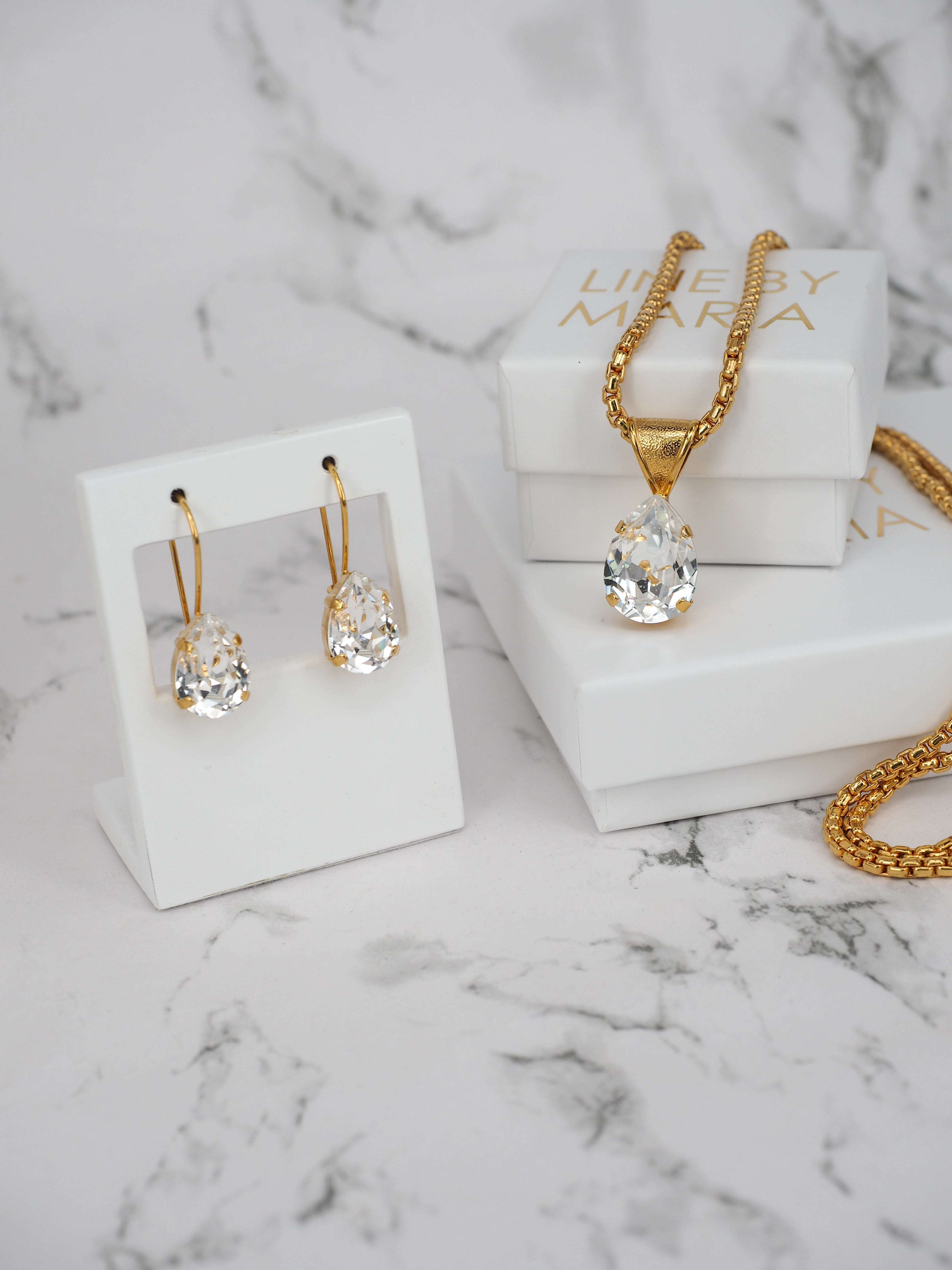 Earrings Khloe Drop Clear Gold - 2