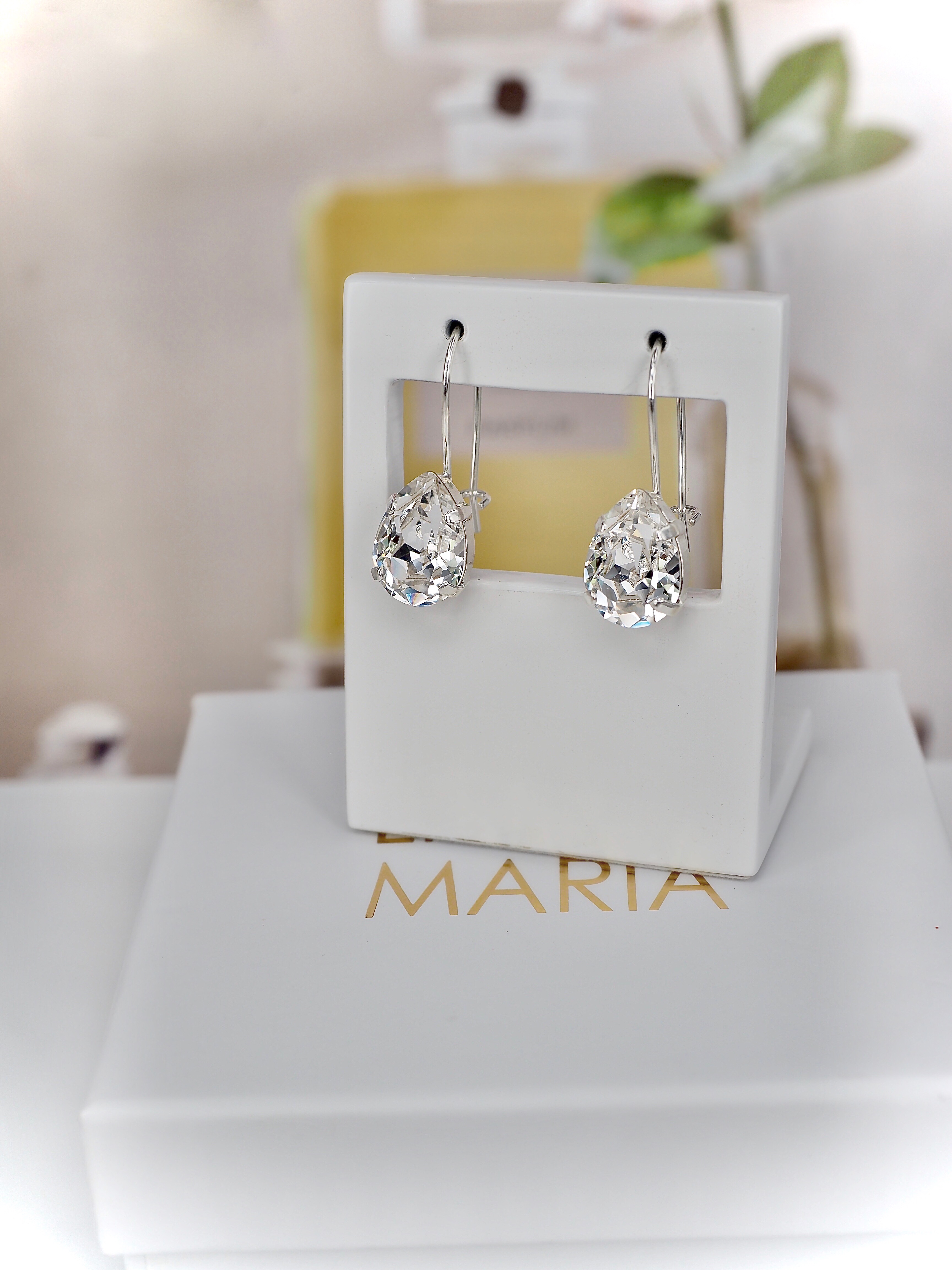 Earrings Khloe Drop Clear Silver