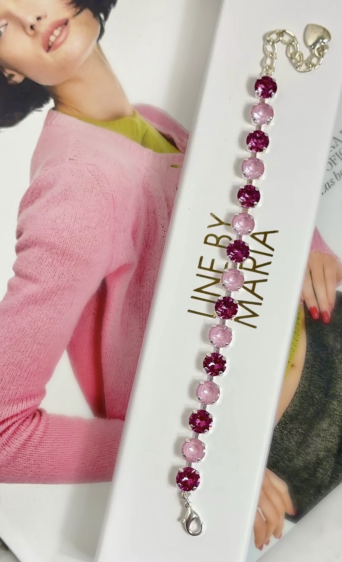 Armband Maya Dark Rose/Soft Rose Silver