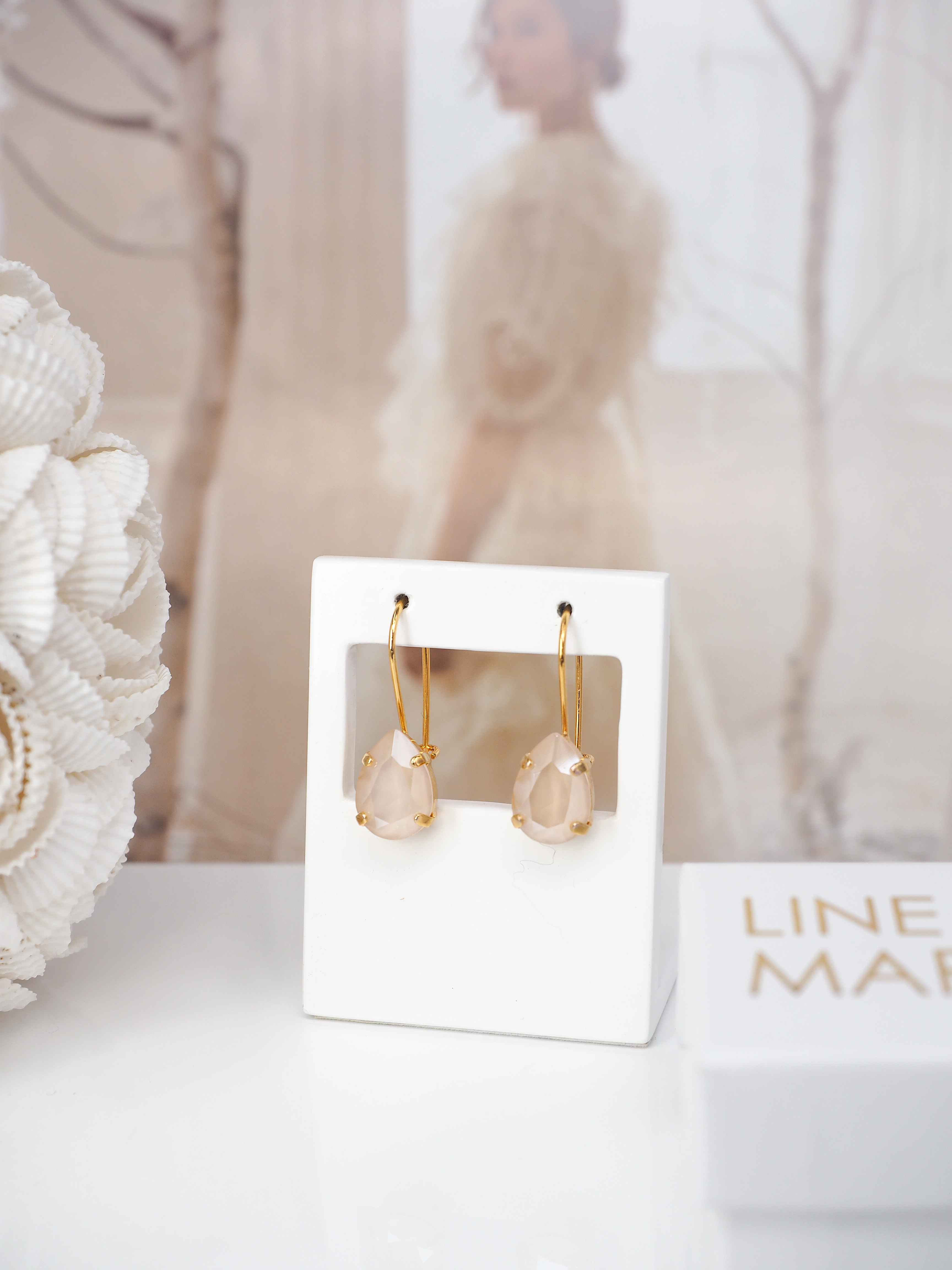 Earrings Khloe Drop Ivory Creme Gold - 2