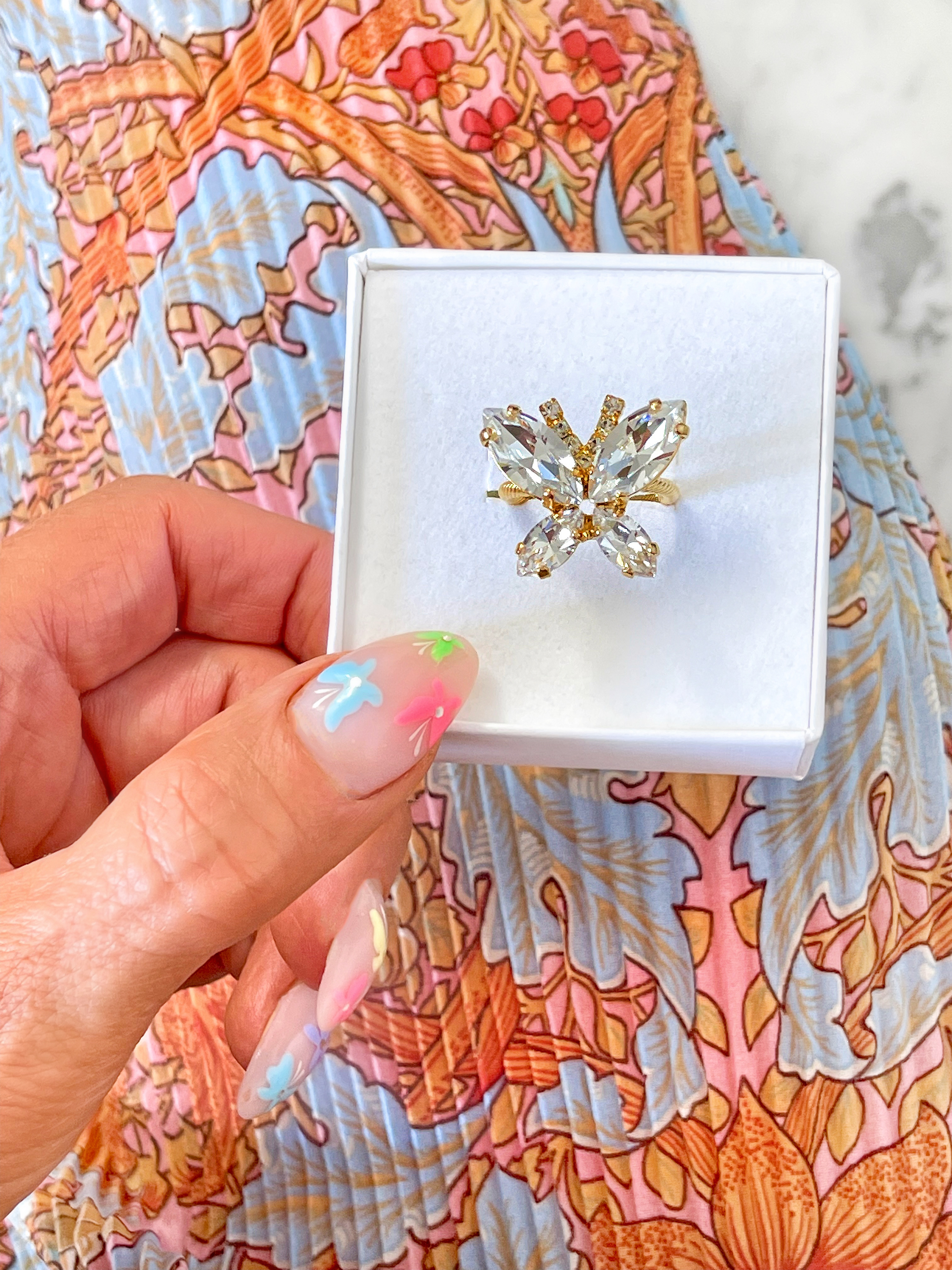 Ring Butterfly Clear Gold