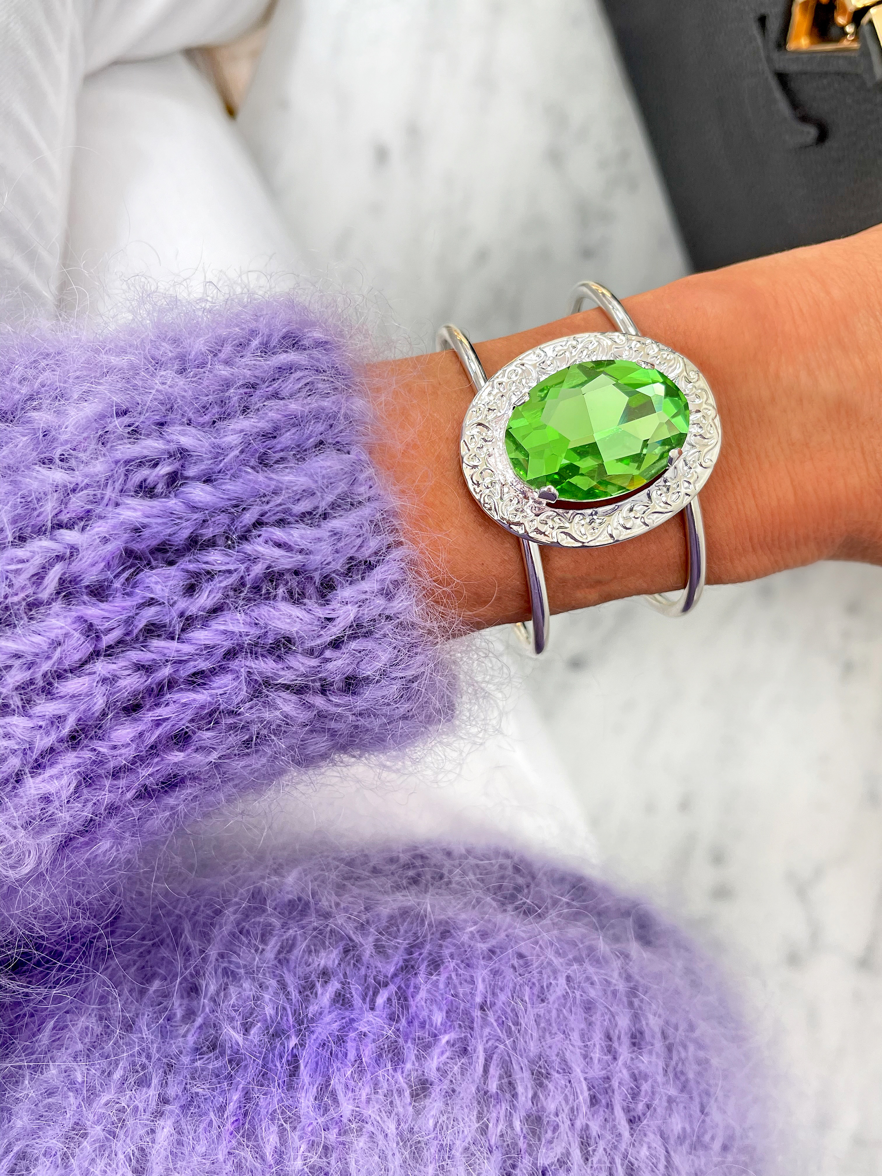 Armband Cuff Demi Peridot Silver