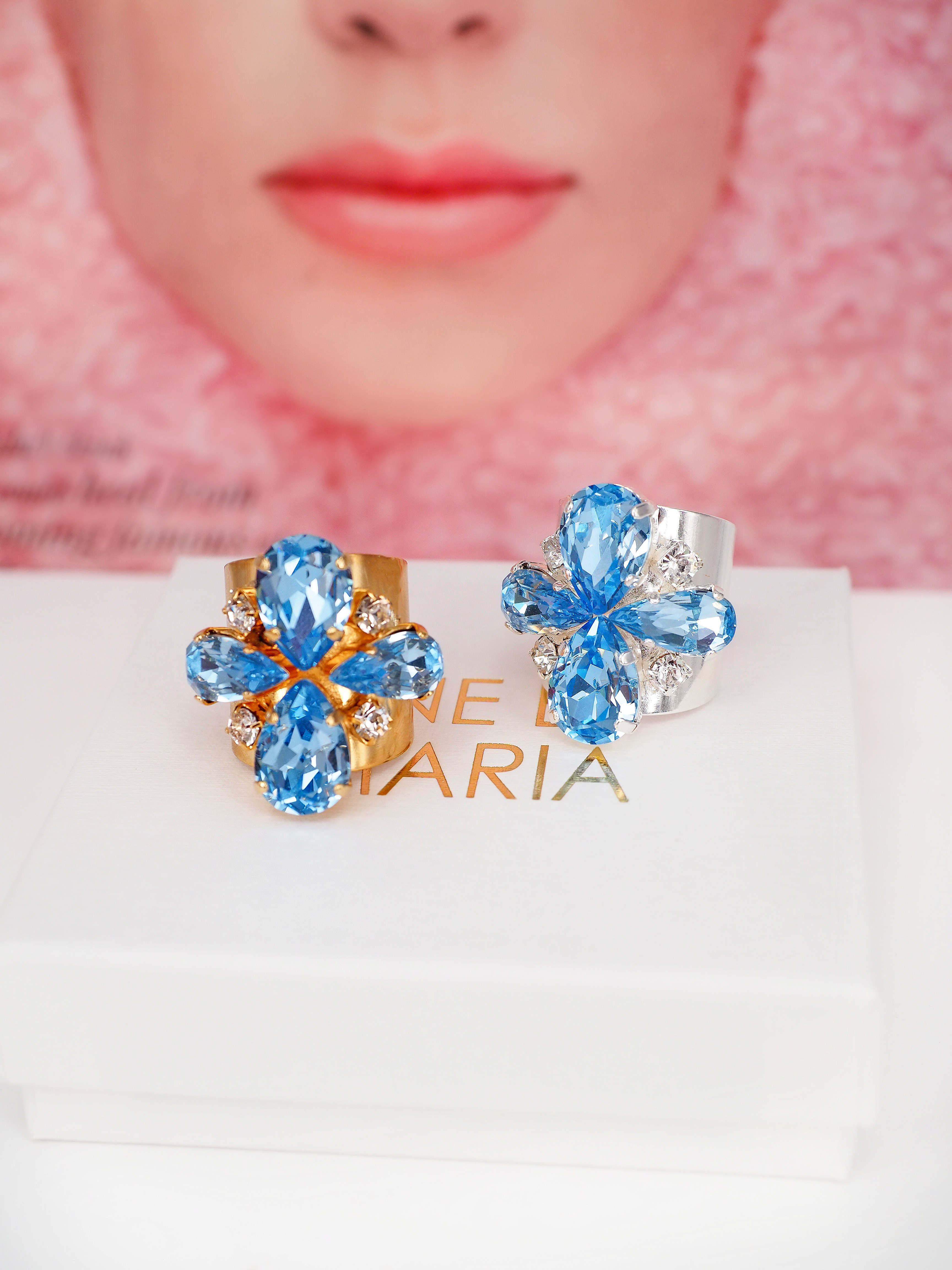 Ring Cocktail Janet Light Sapphire Silver - 2