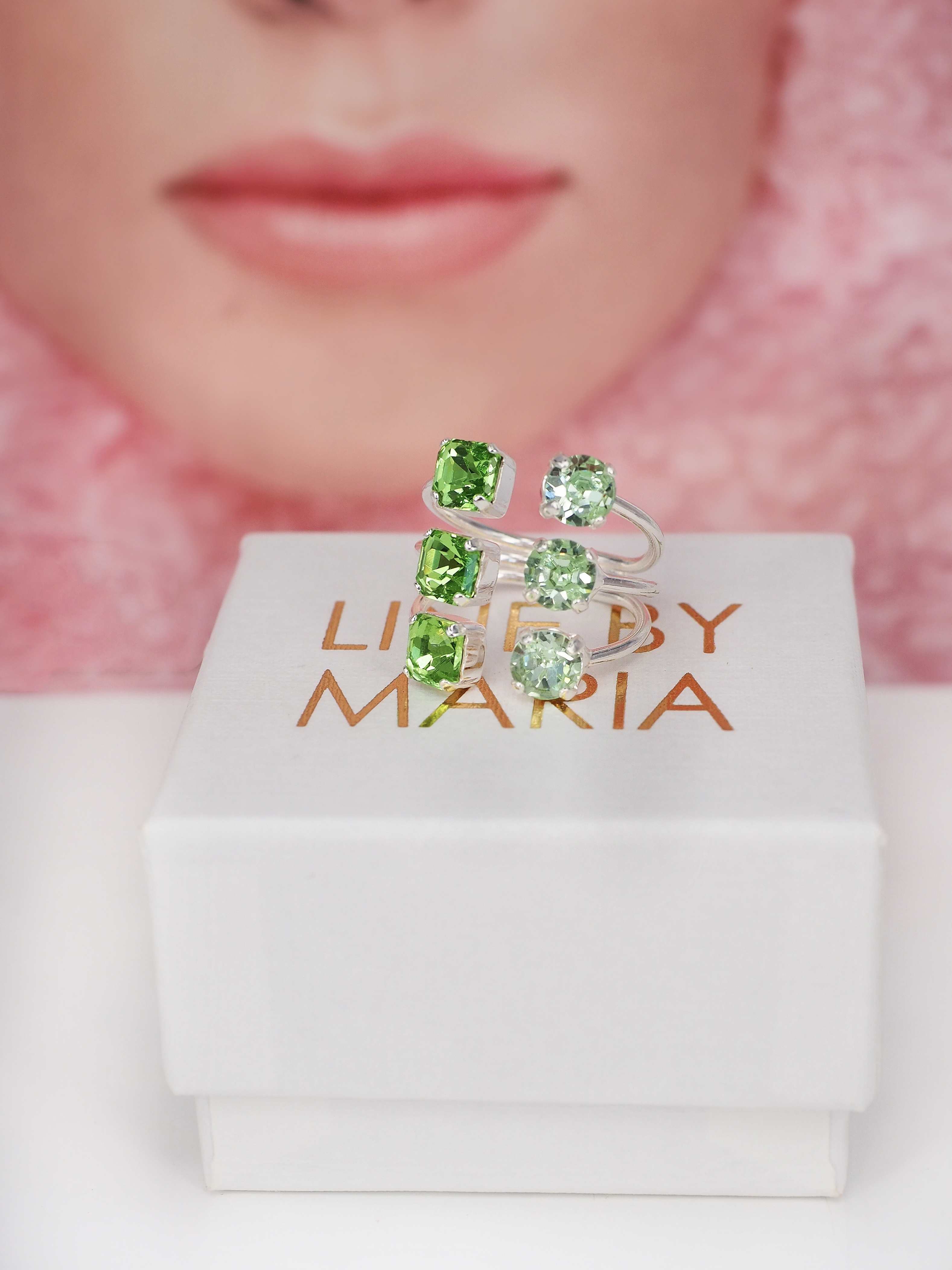 Ring Melina Green Crush Silver