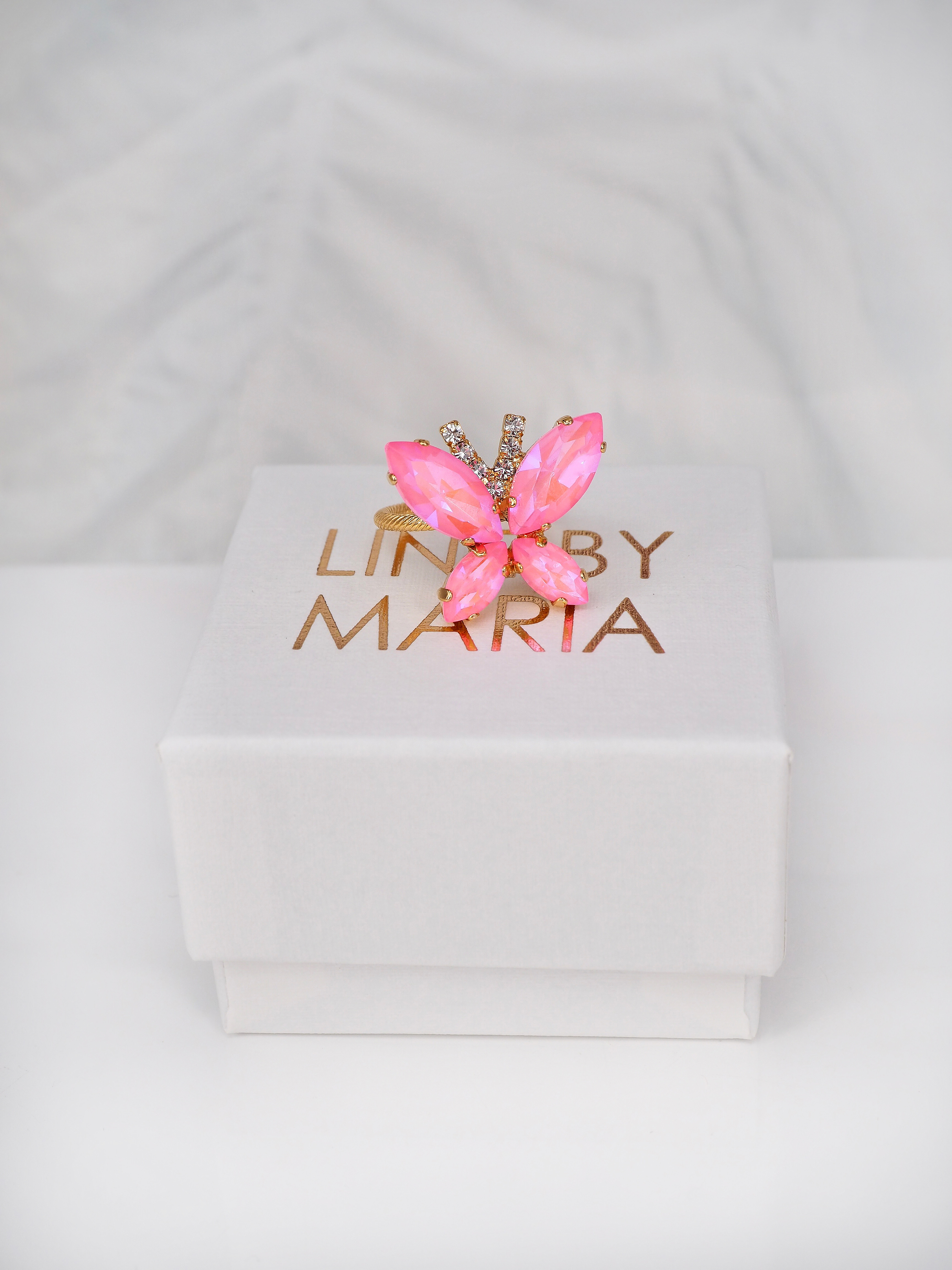 Ring Butterfly Powder Rose Delite Gold