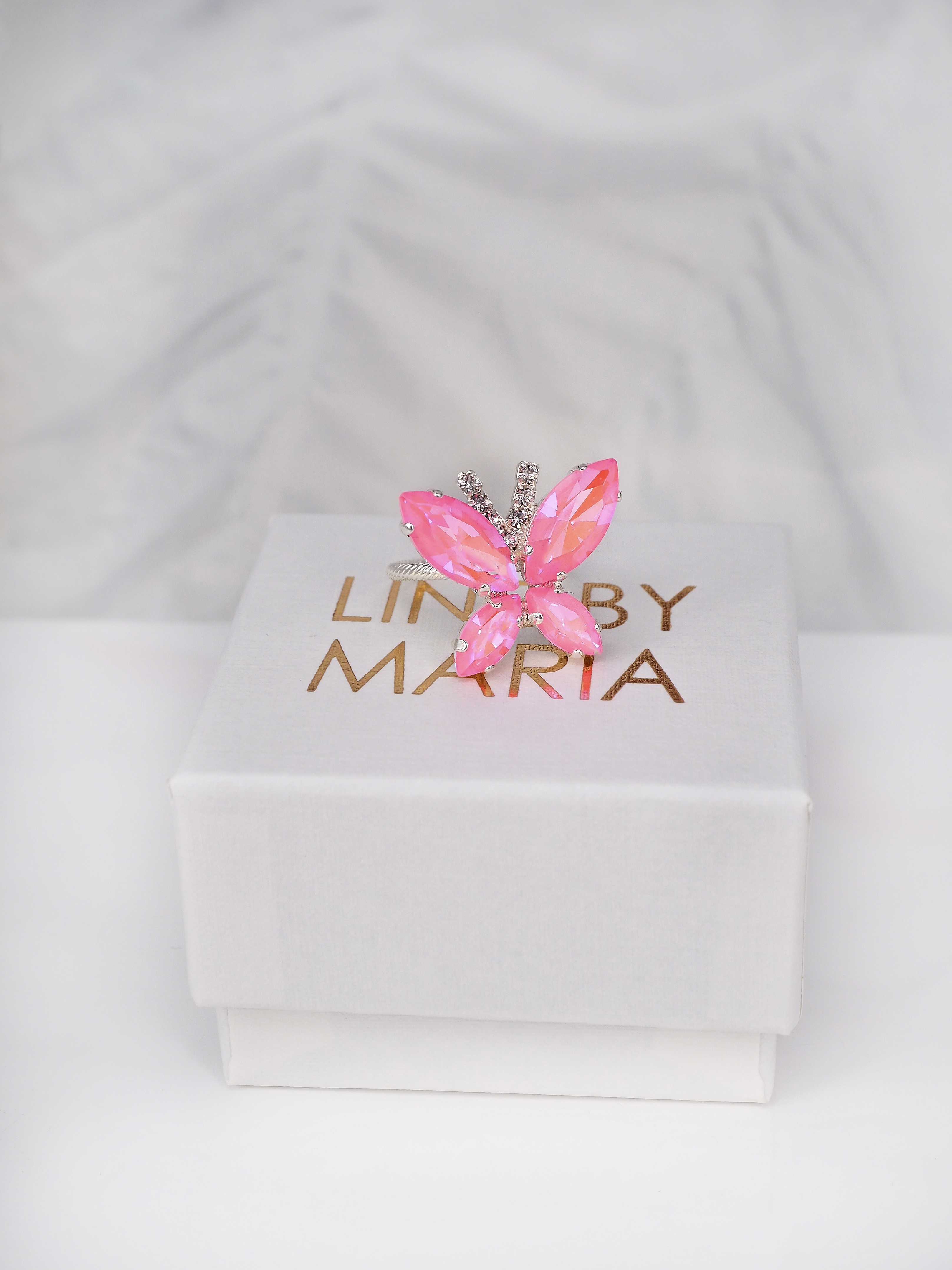 Ring Butterfly Powder Rose Delite Silver