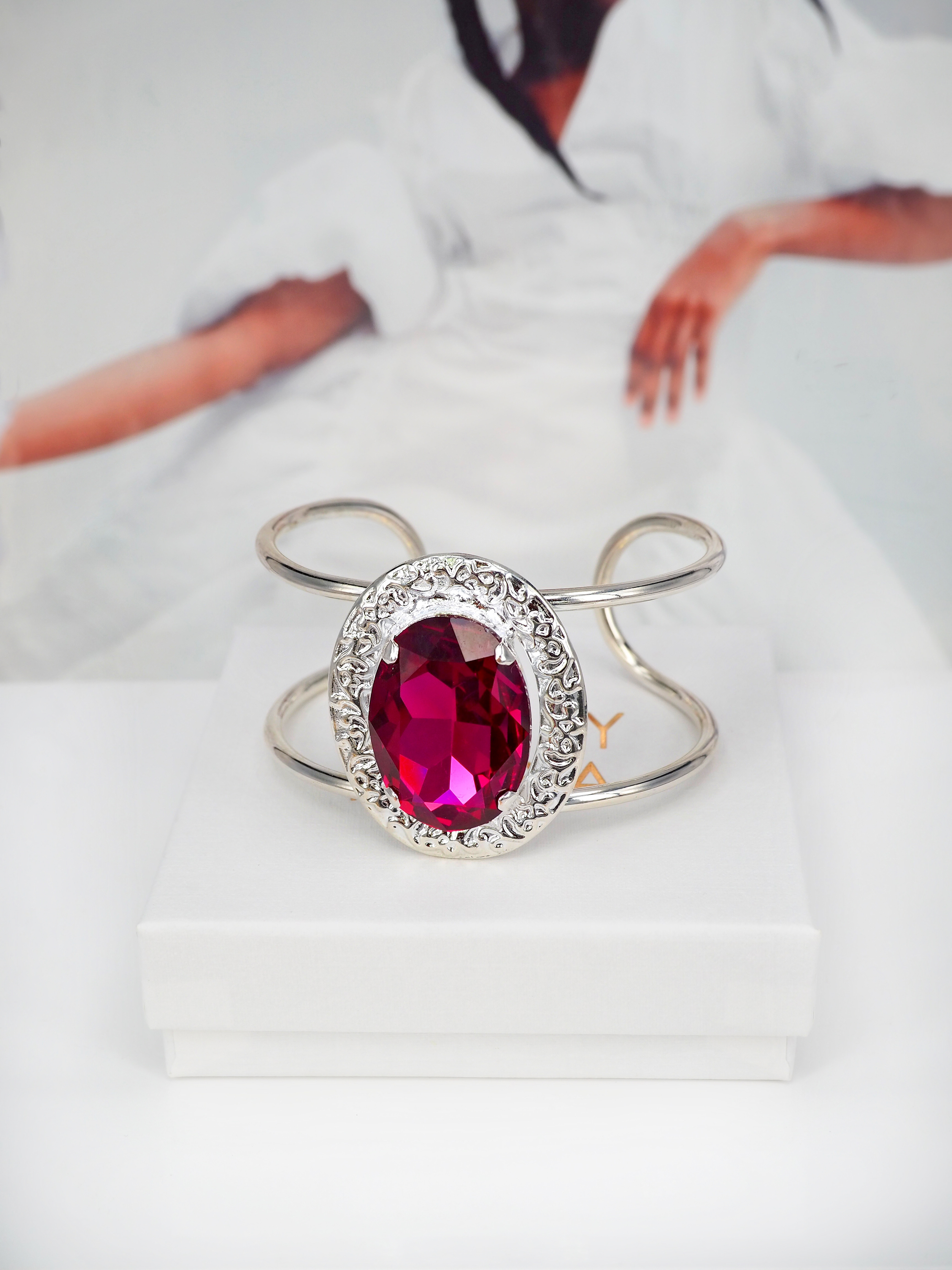Armband Cuff Demi Fuchsia Silver