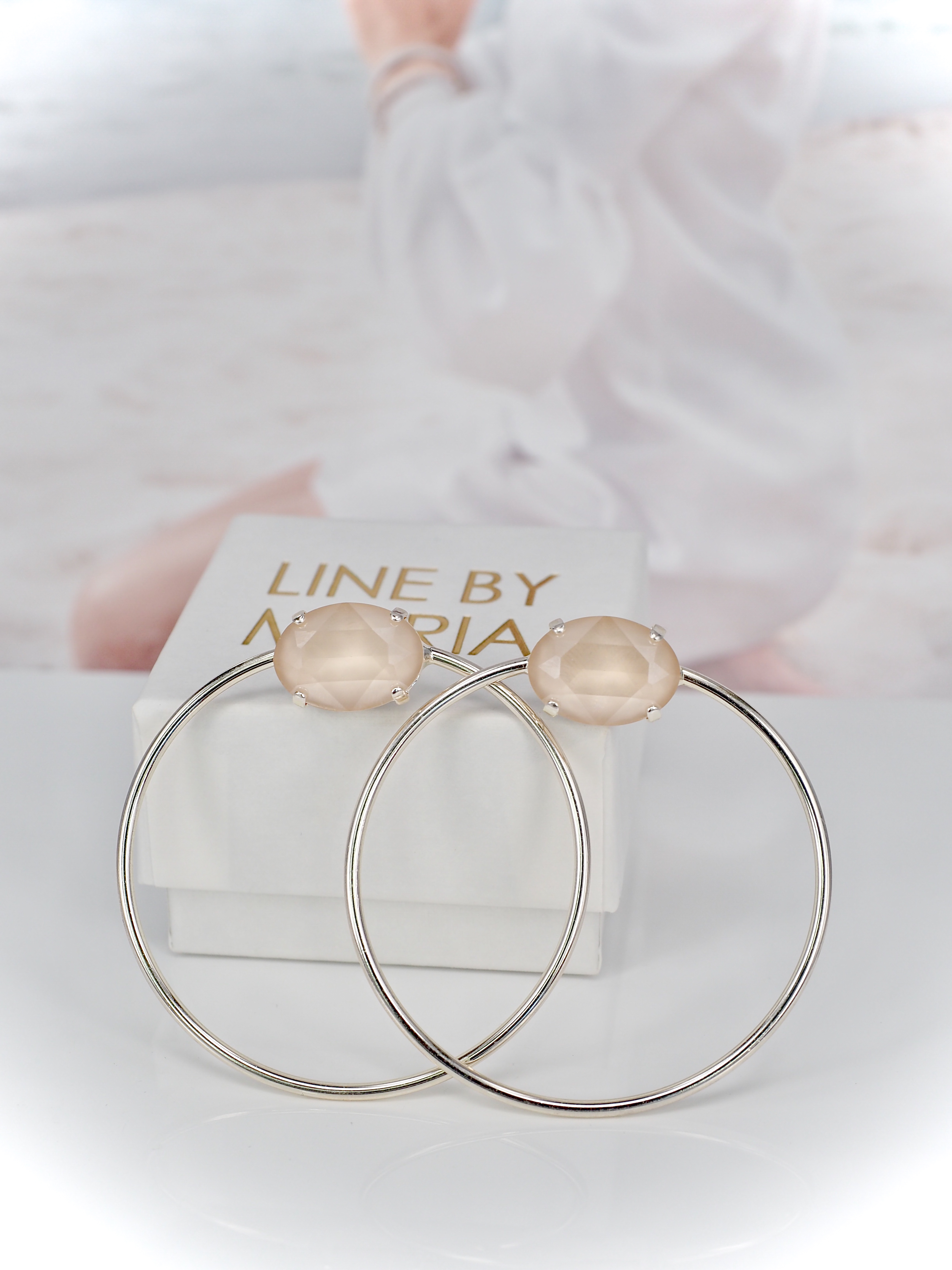 Earrings Michelle Big Hoop Ivory Creme Silver