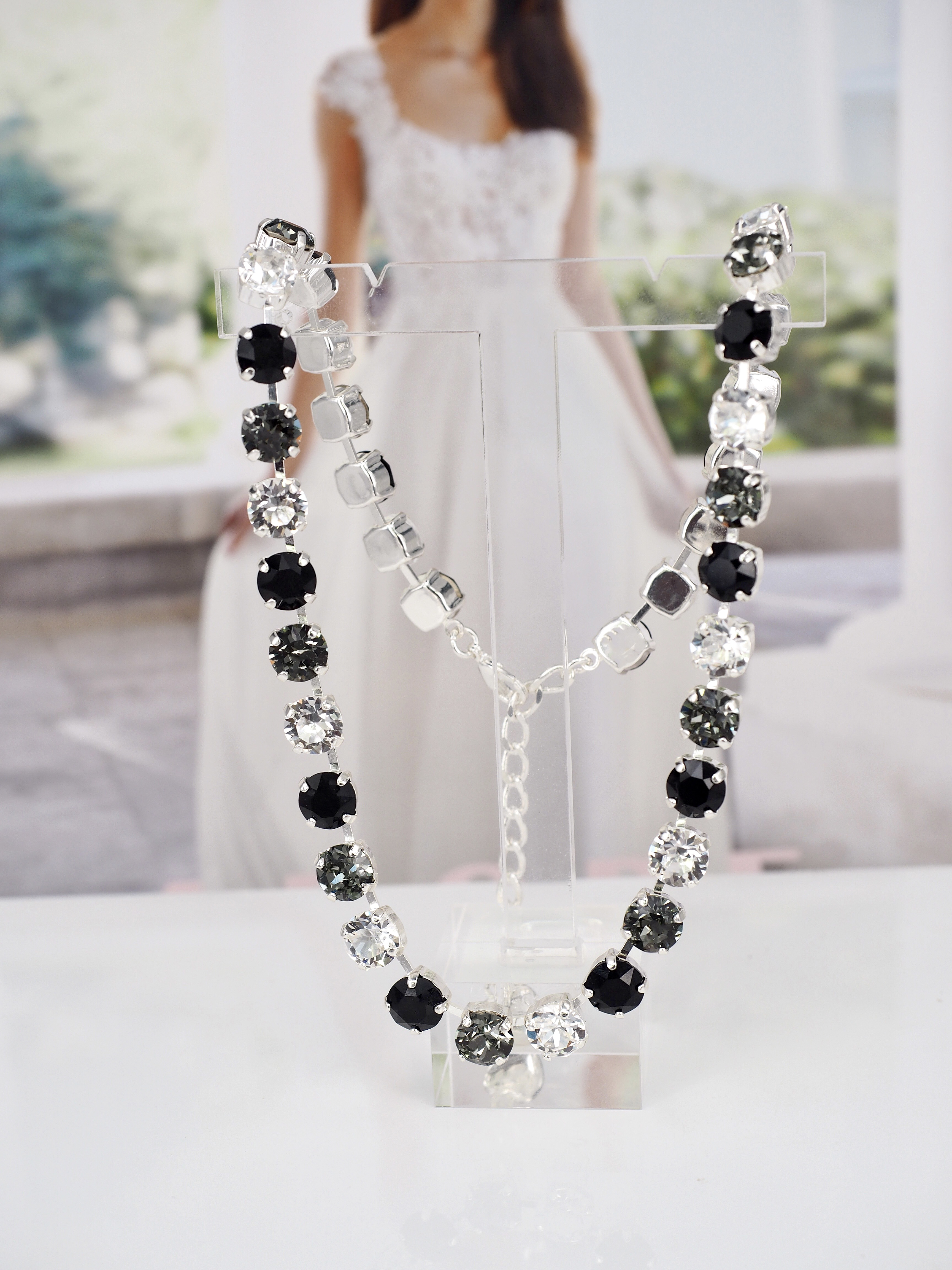 Halsband  Maya Black Combo Silver