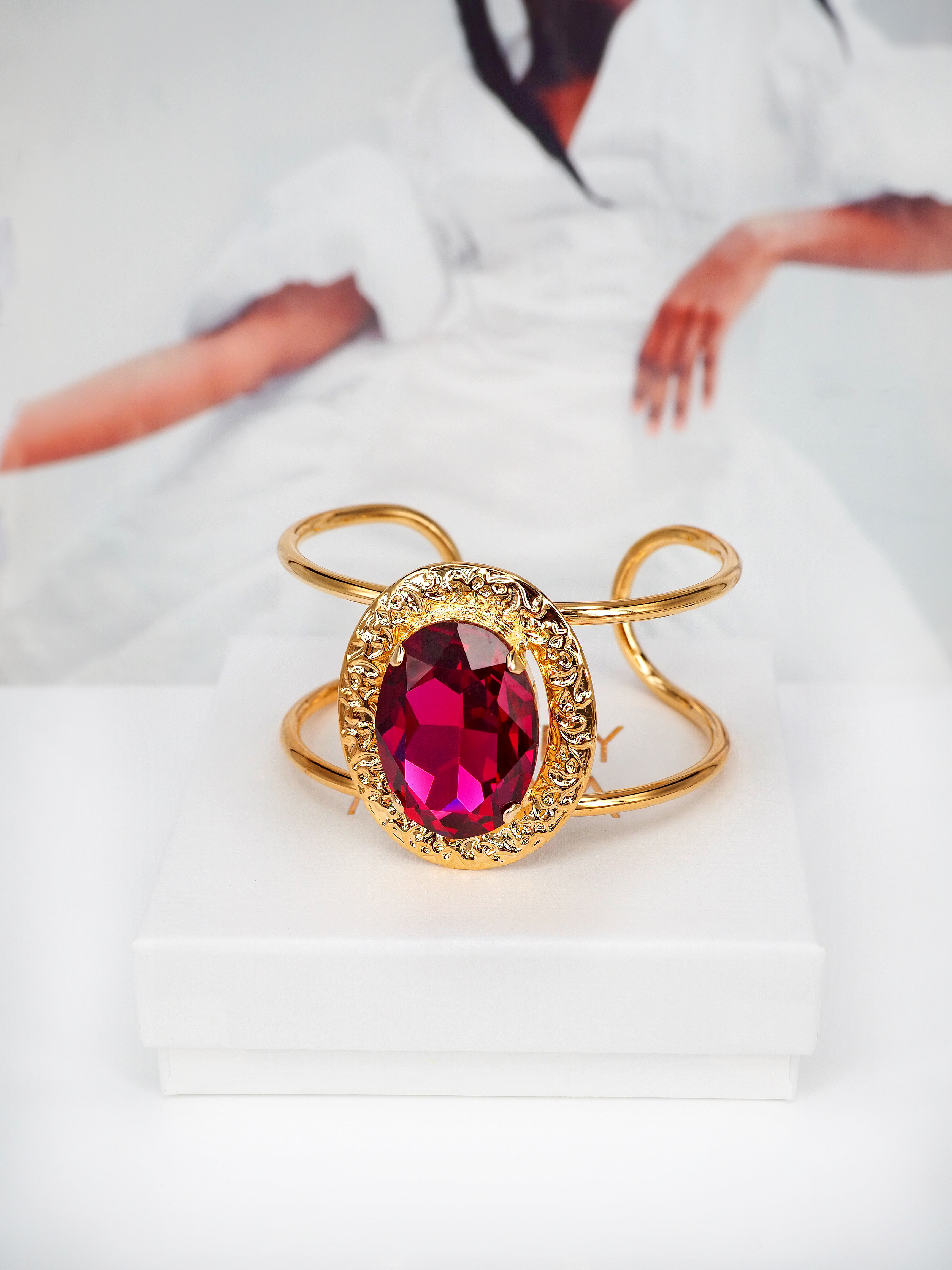 Armband Cuff Demi Fuchsia Gold