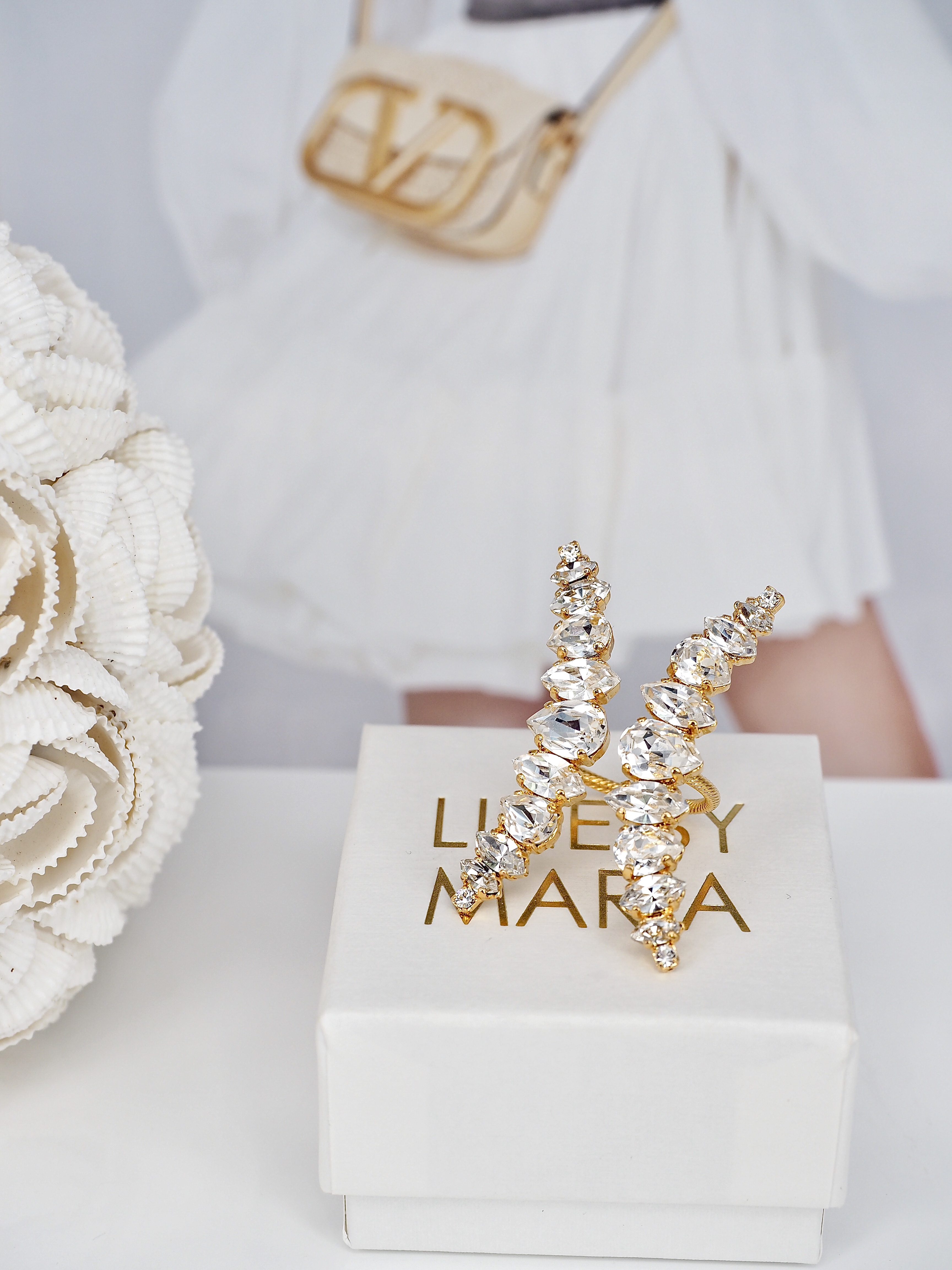 Ring Butterfly Clear Gold