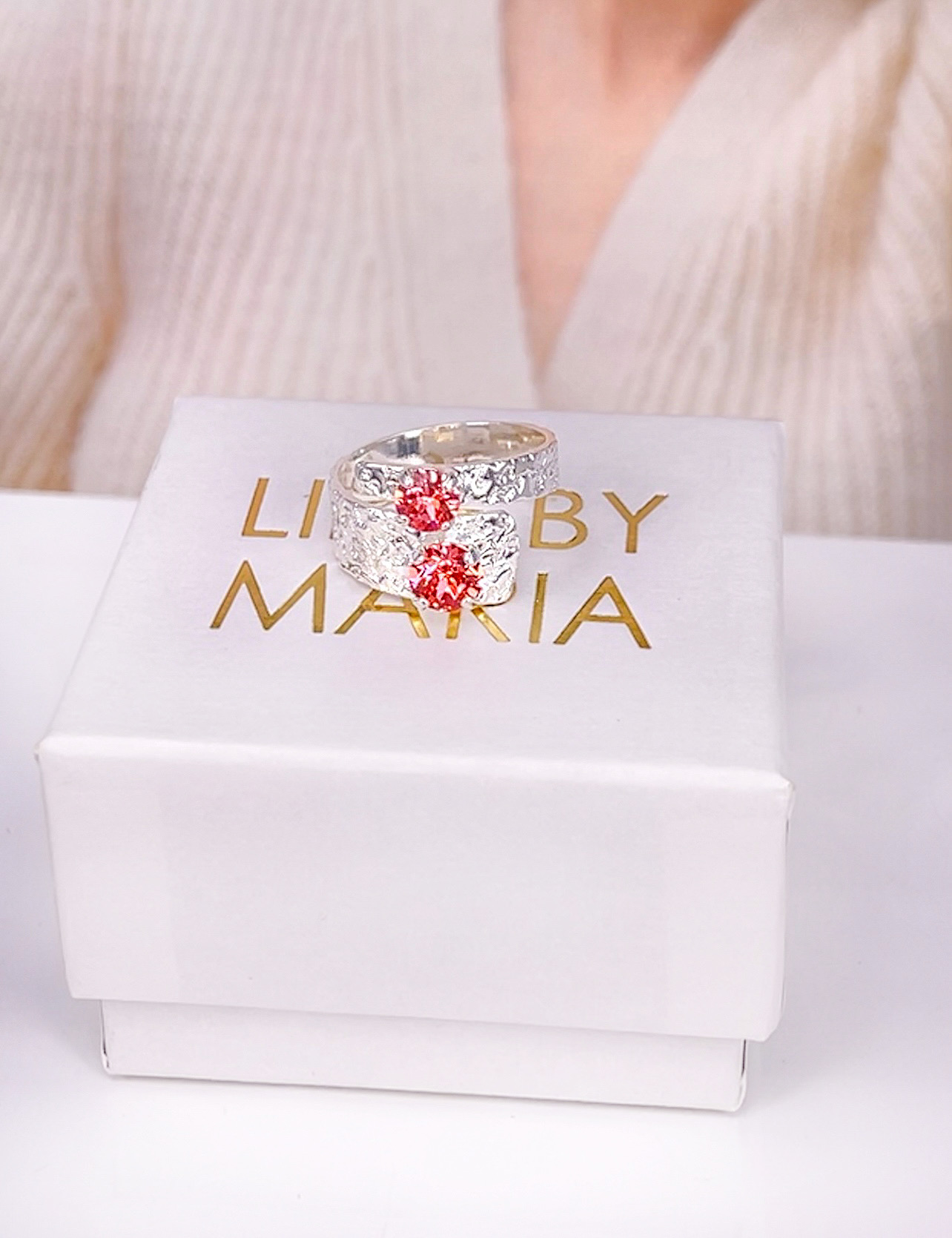 Ring Vanessa Wrap Rose Peach Silver
