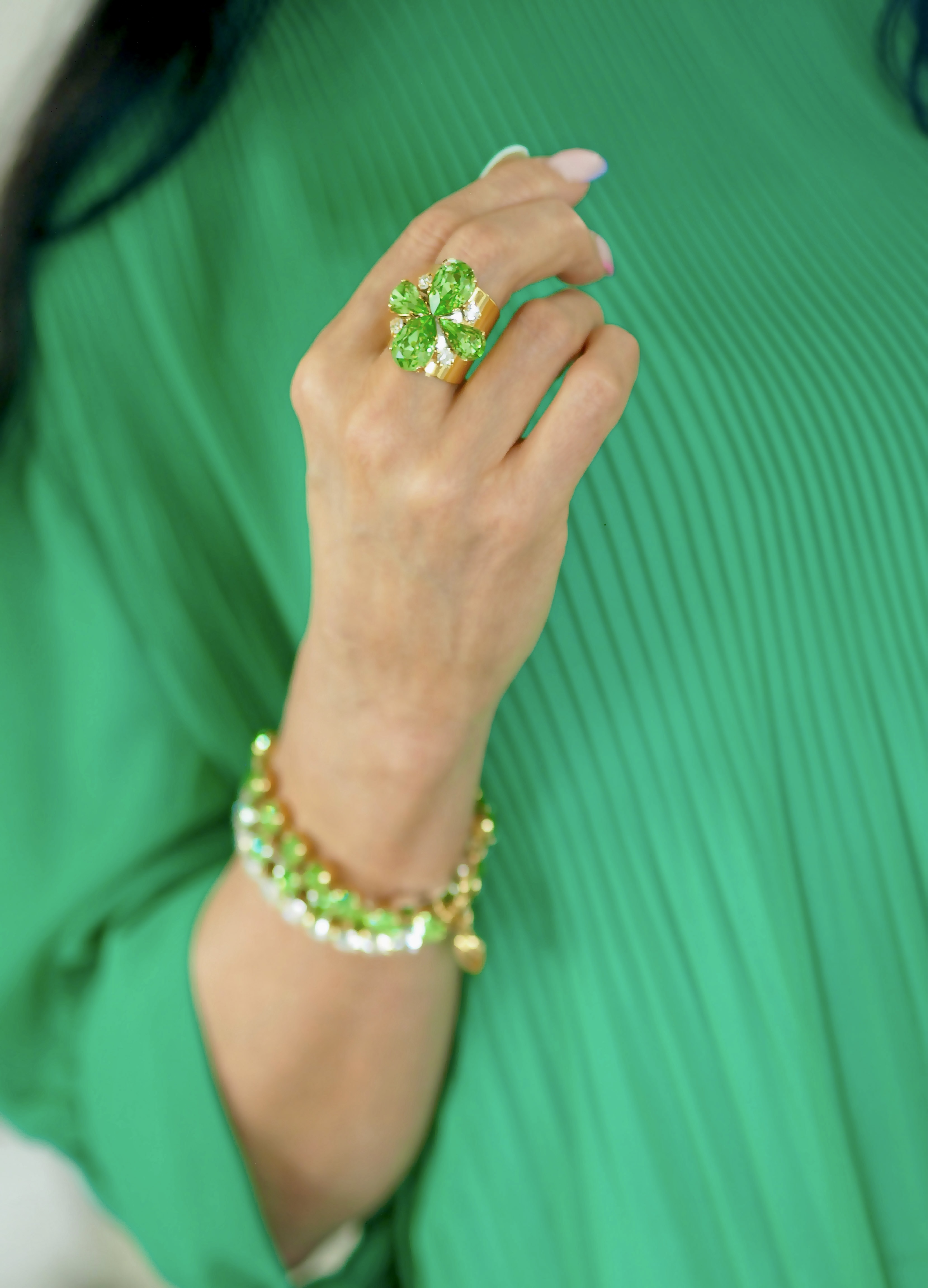 Ring Cocktail Janet Peridot Guld - 3