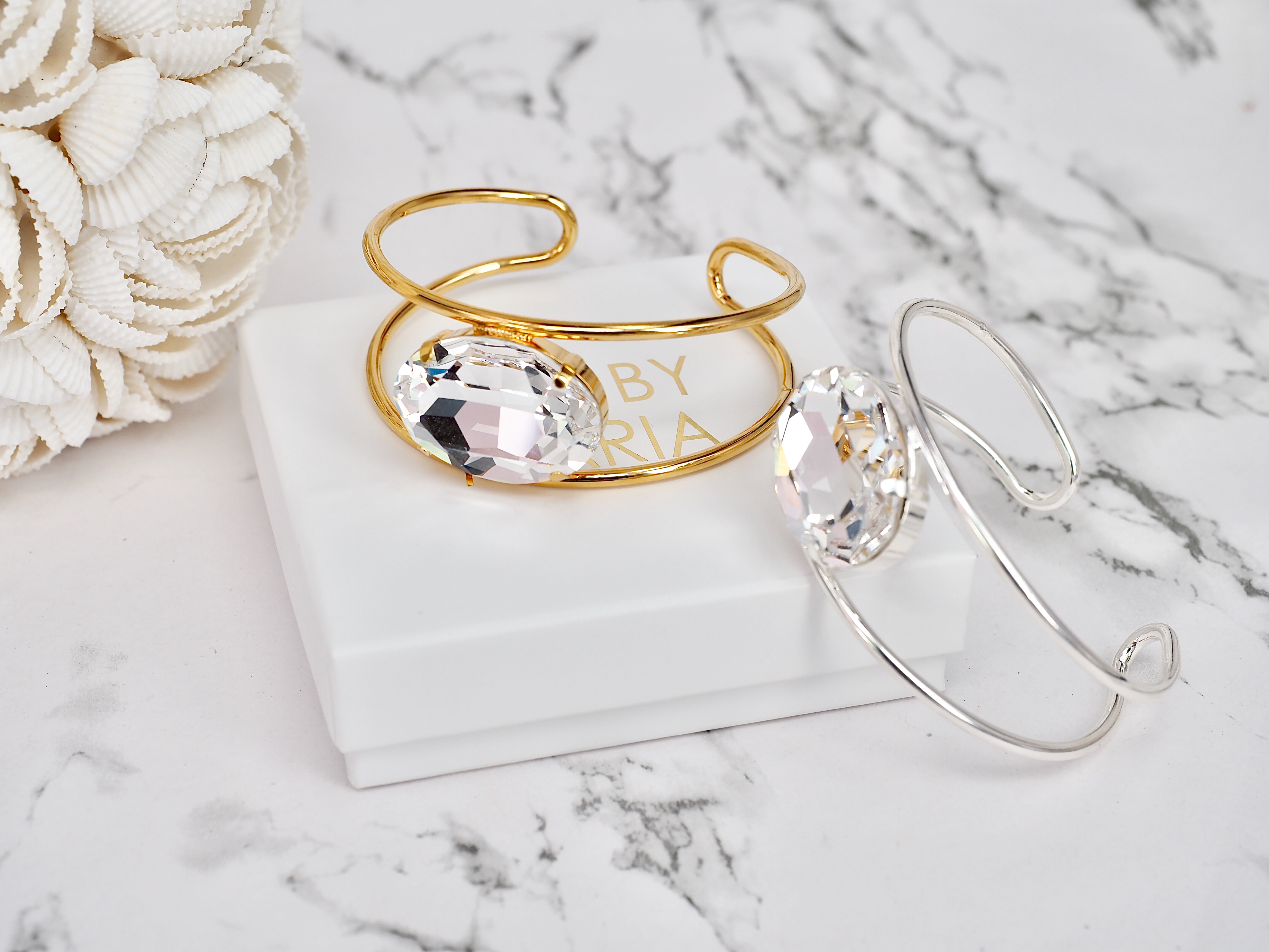 Bracelet Cuff Lauren Double band Clear Silver - 2