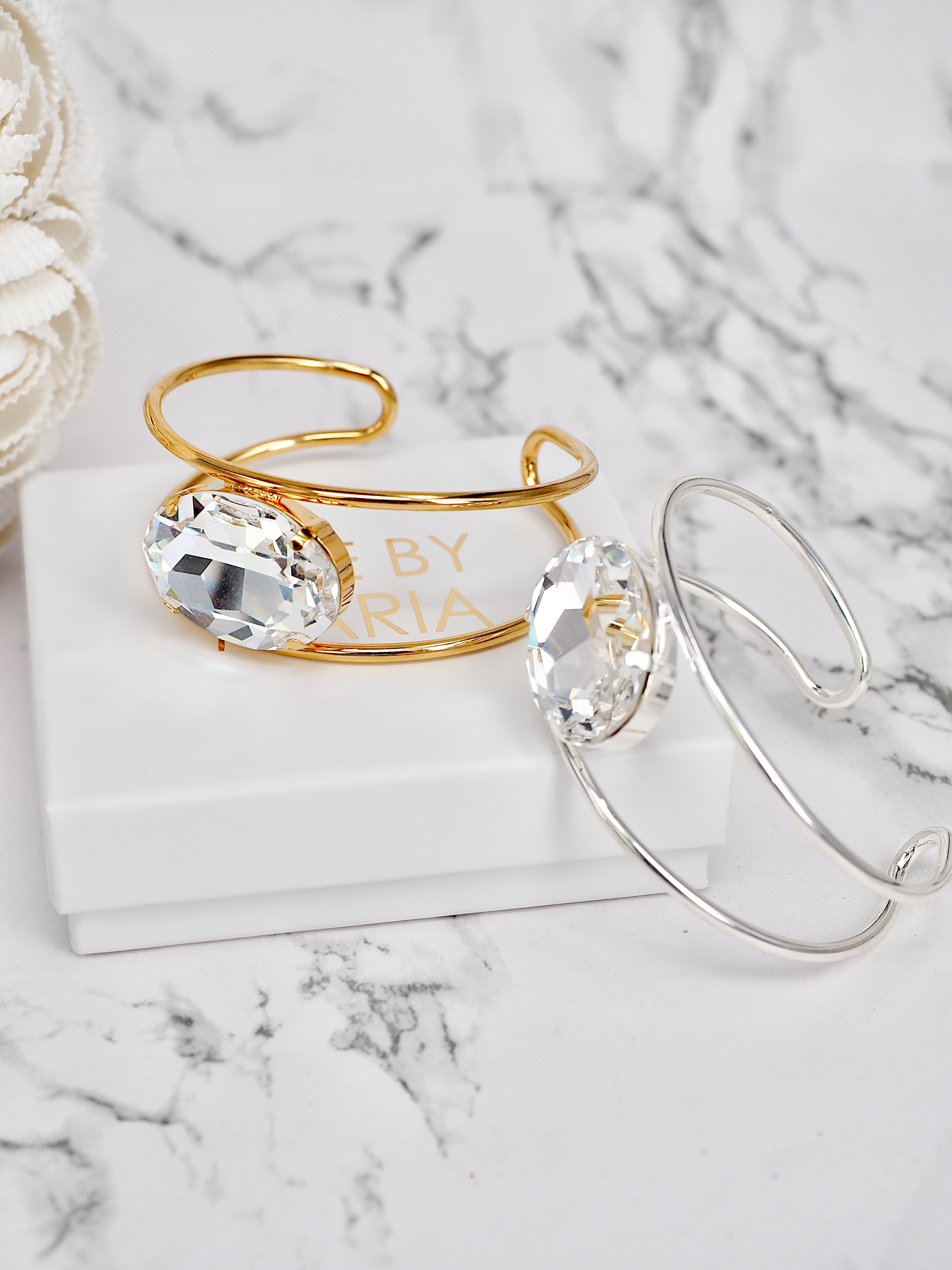Bracelet Cuff Lauren Double band Clear Silver - 3