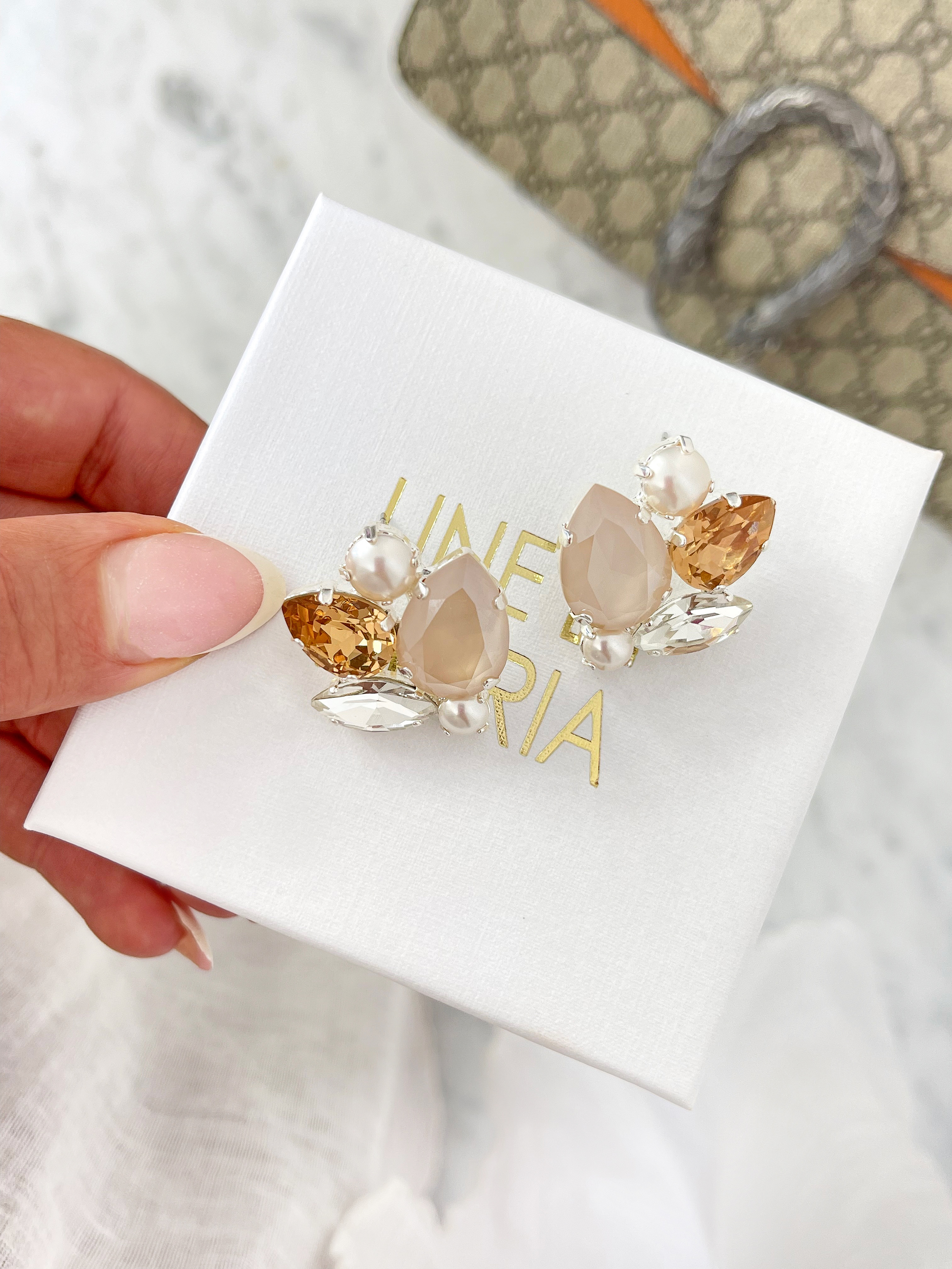 Earring Reese Cremegold Pearl combo Silver