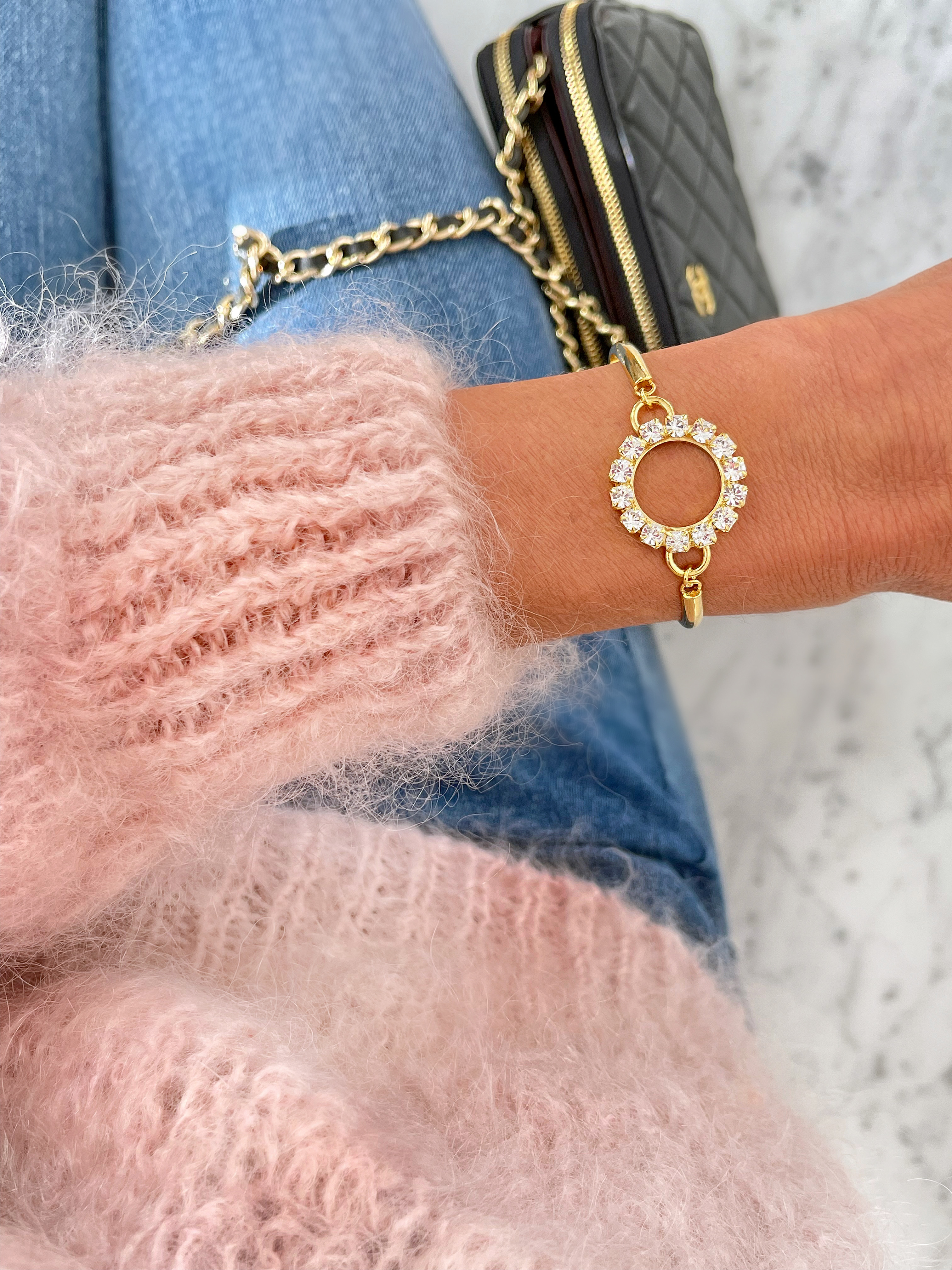Bracelet Hollow Circle Clear Gold