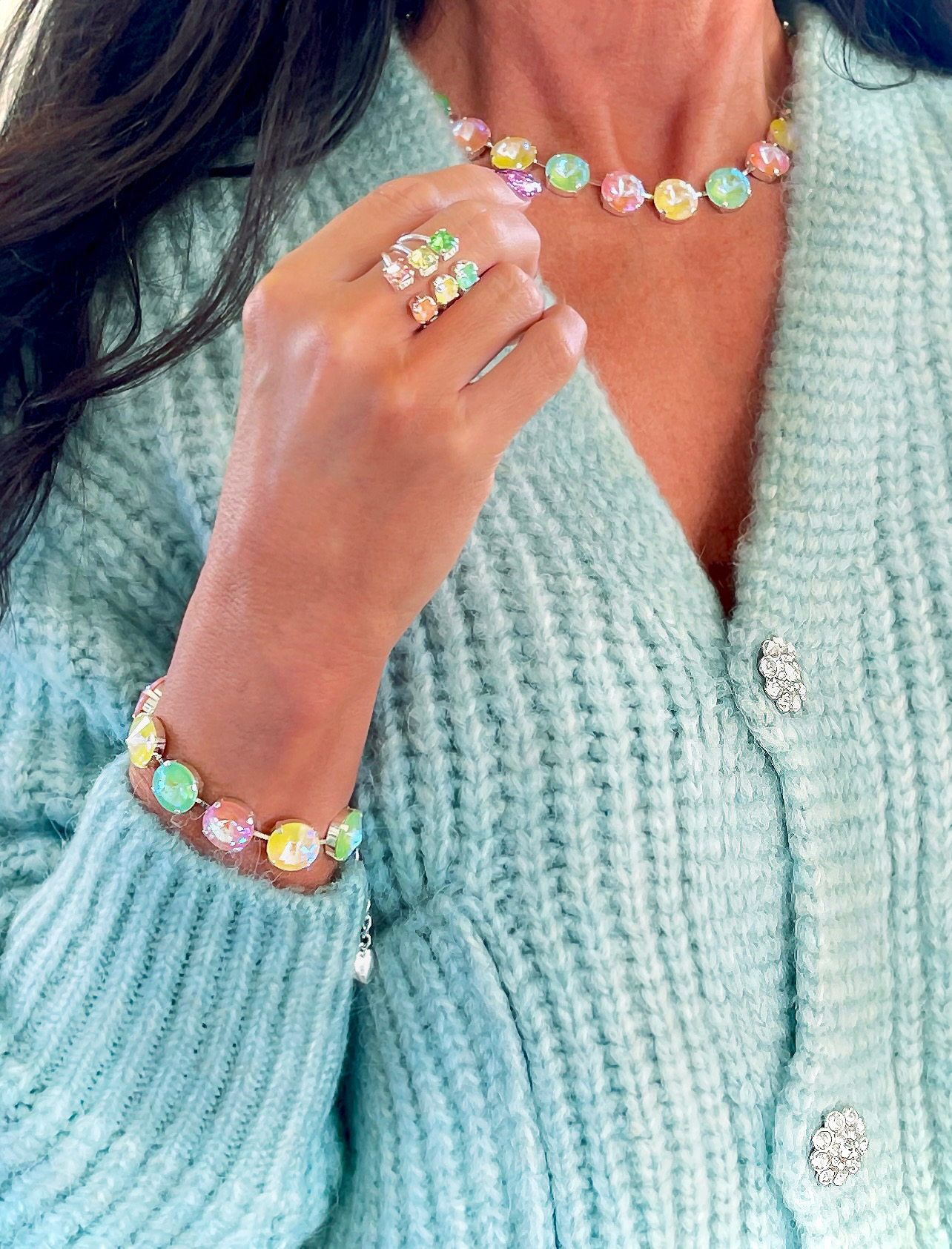 Necklace Angelina Pastel combo Silver - 2
