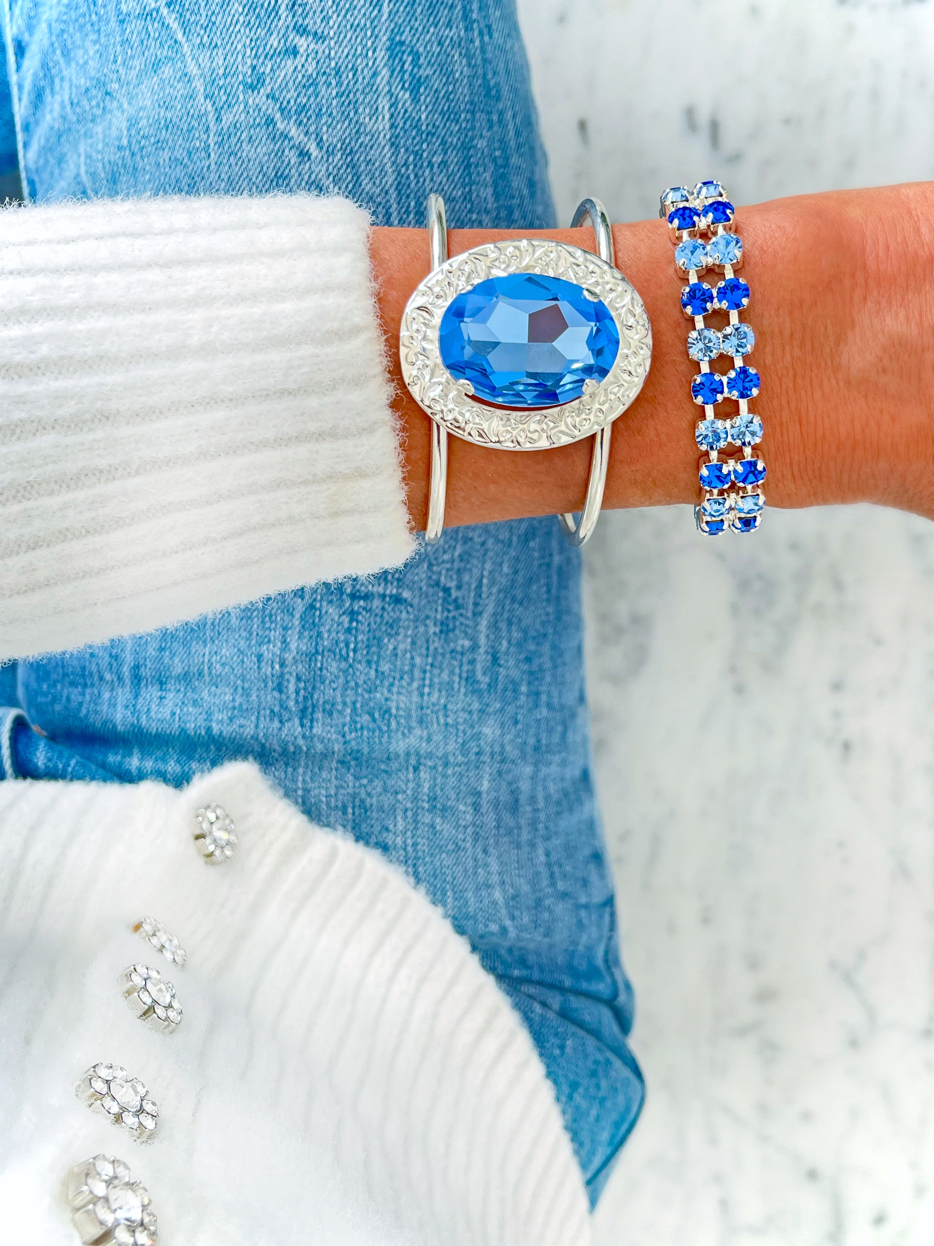 Armband Cuff Demi Light Sapphire Silver - 2