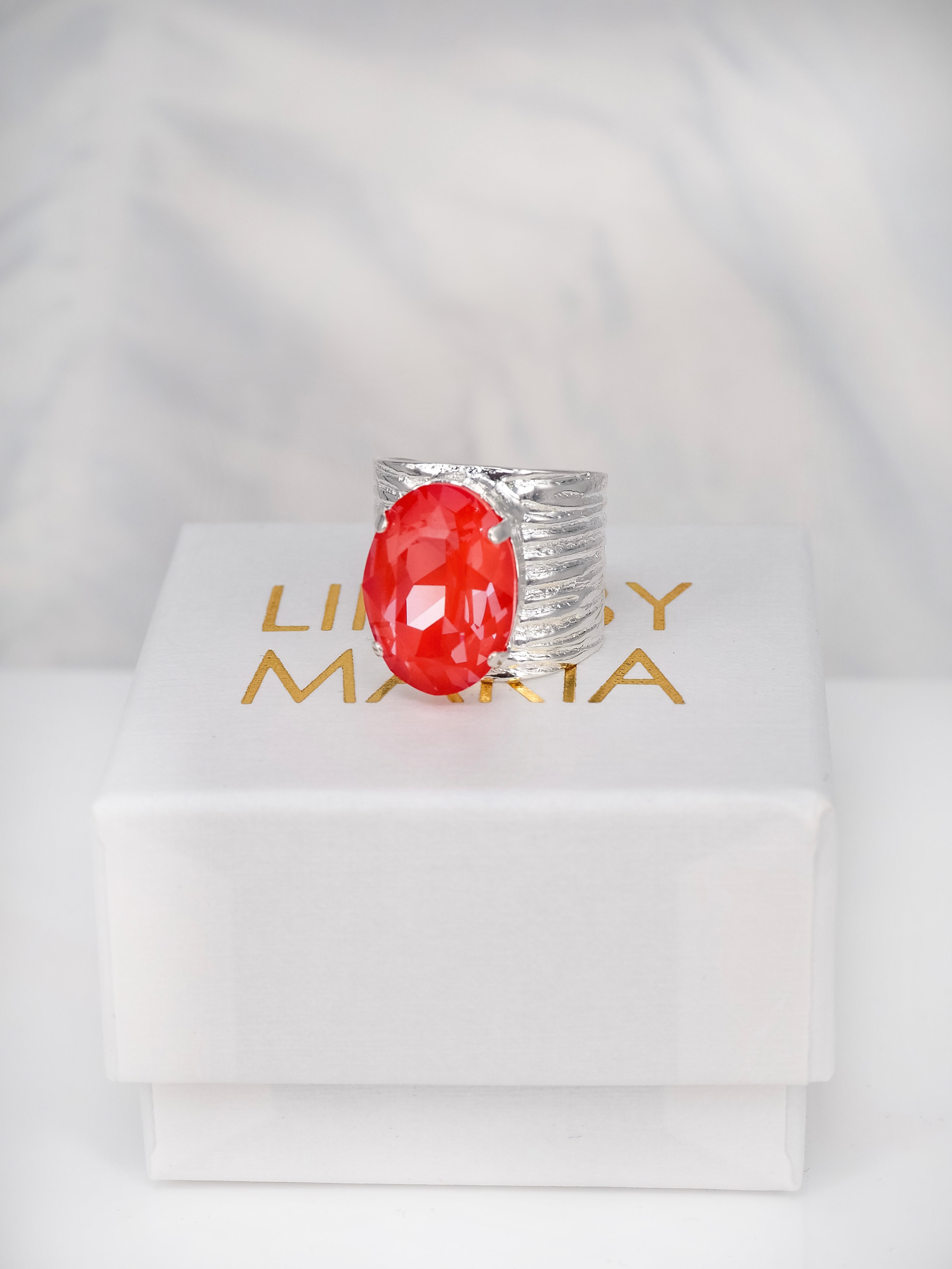 Ring Cleo Orange Ignite Silver
