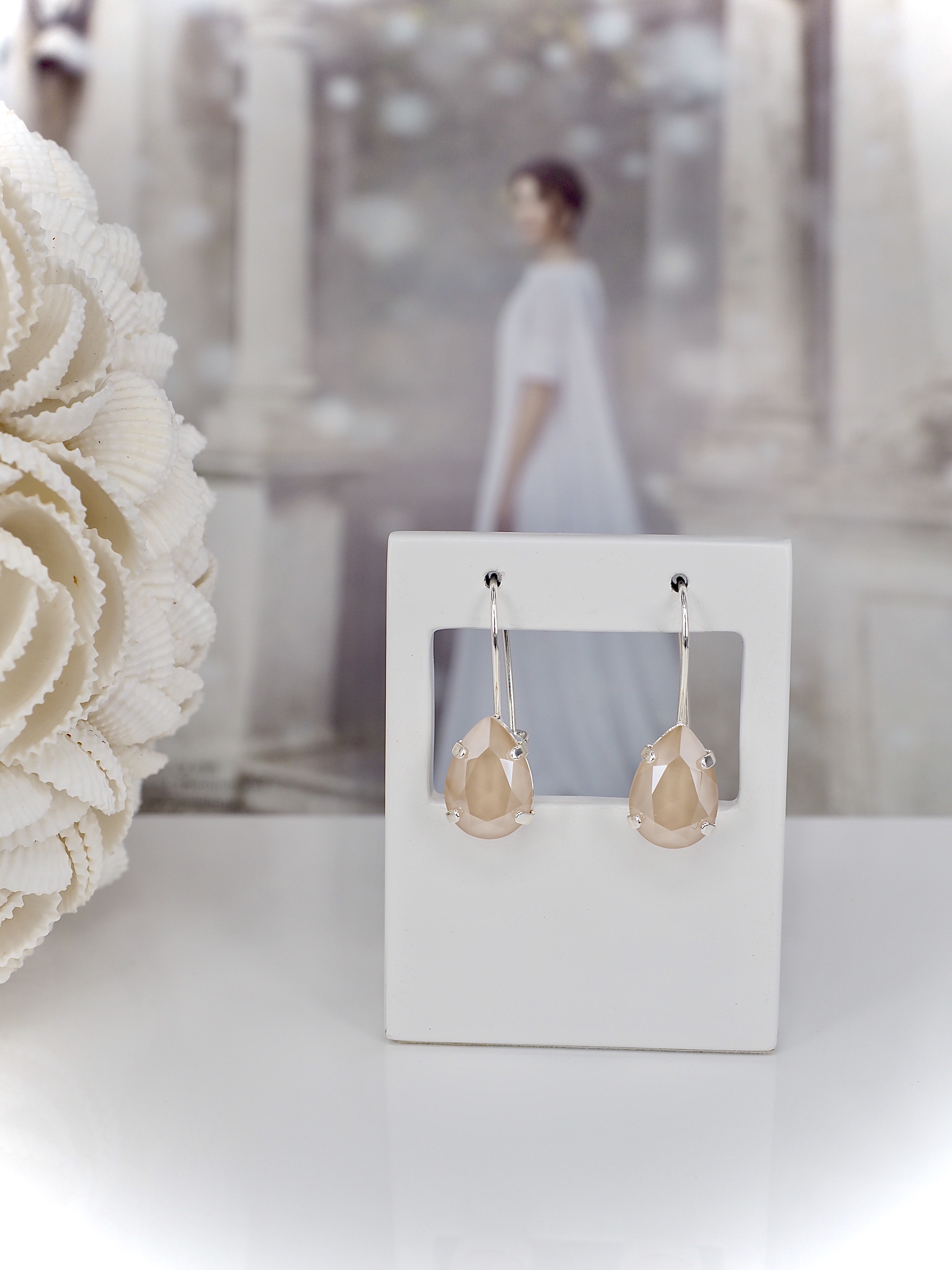 Örhänge Khloe Drop Ivory Creme Silver