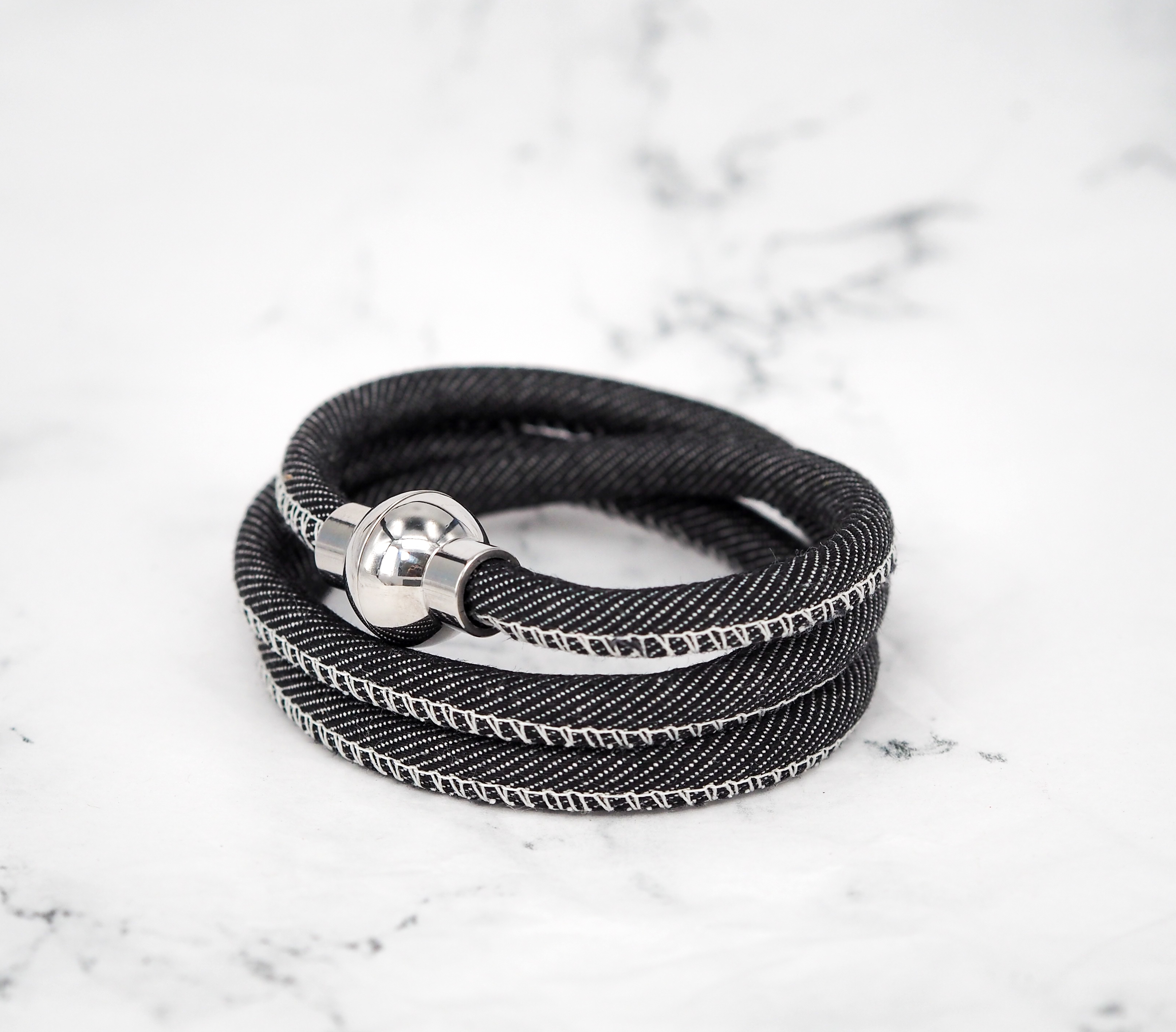 Bracelet Raw Denim Jeans Black/White
