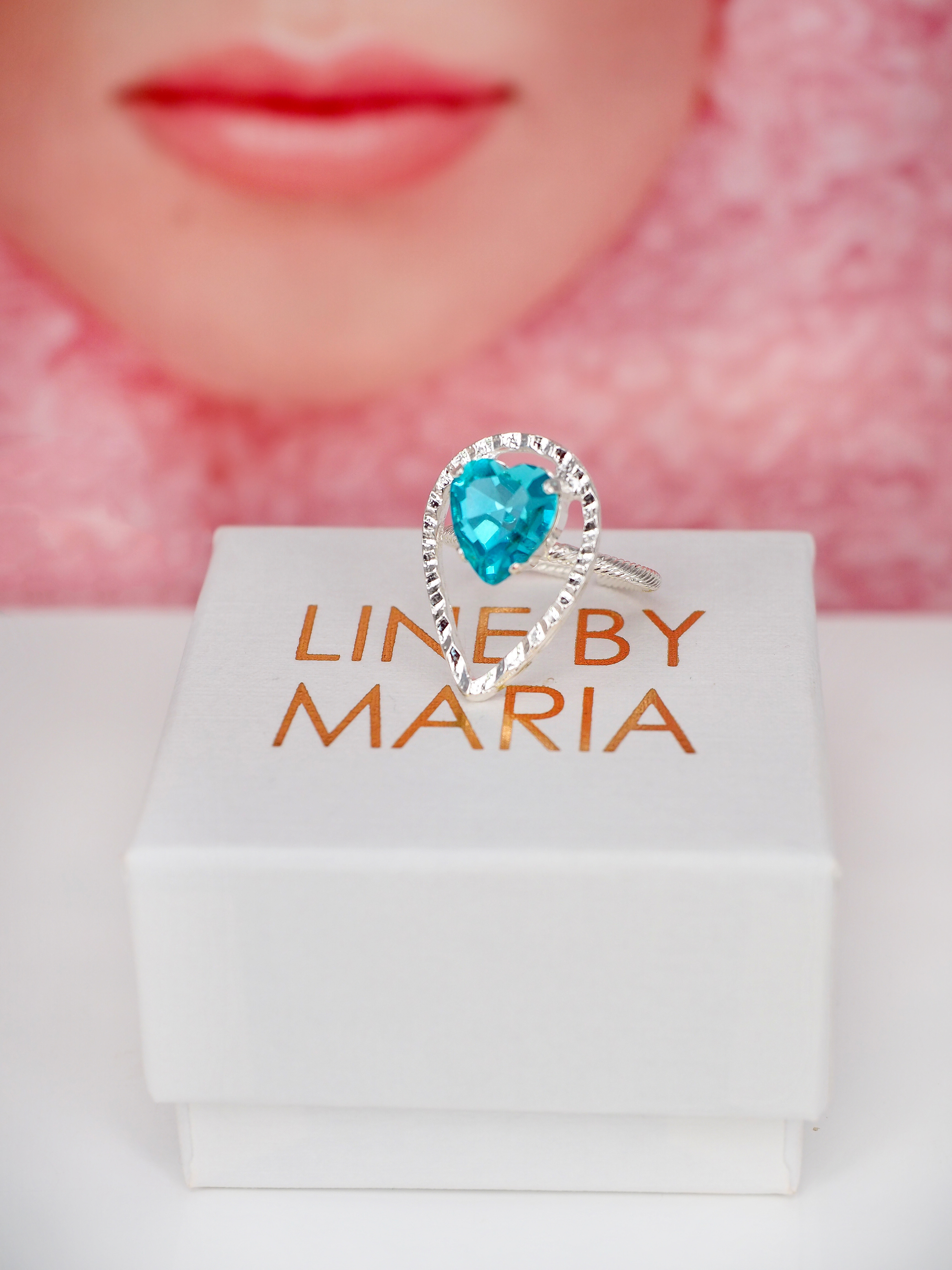 Ring Heart Aquamarine Silver