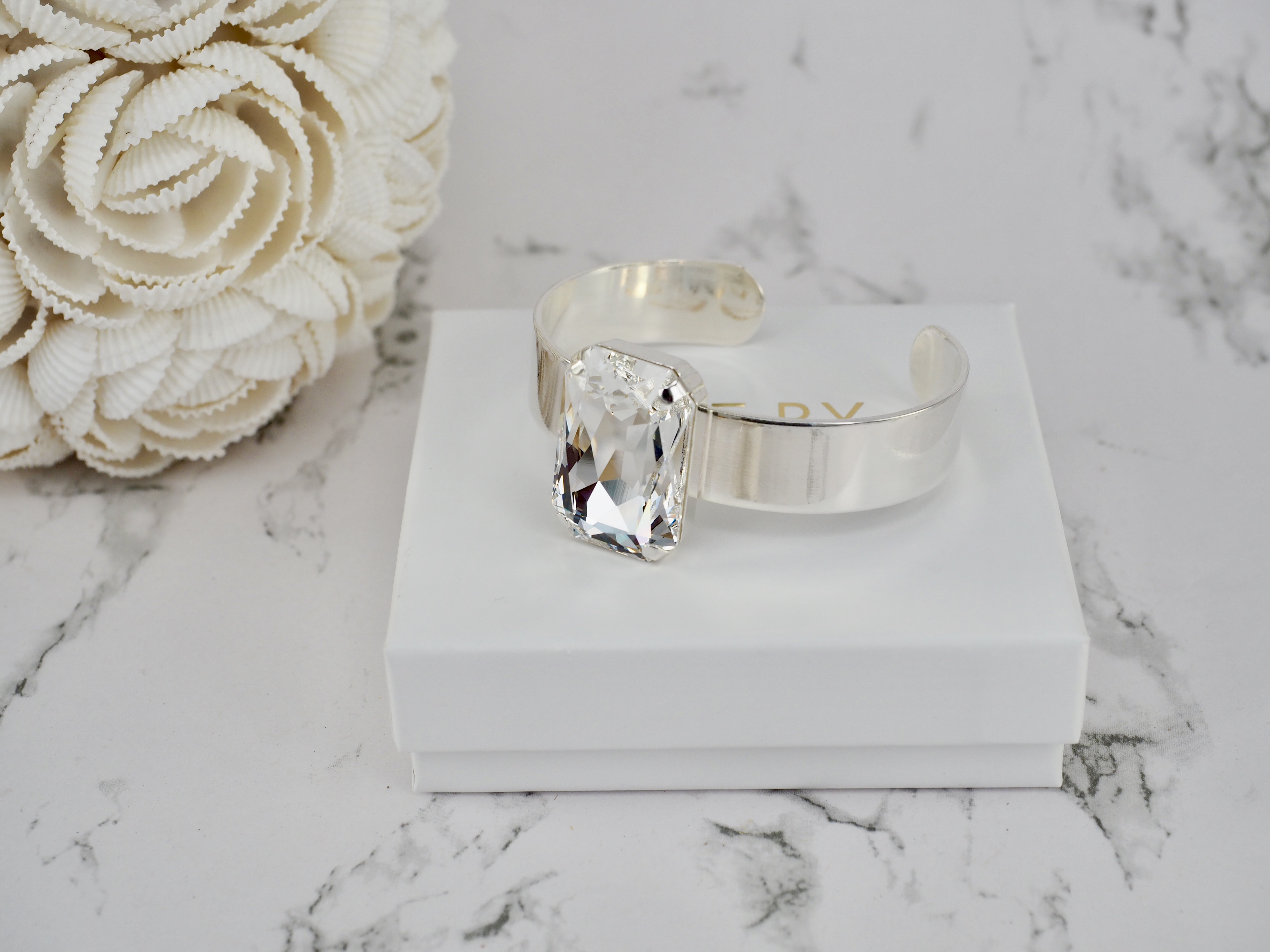 Bracelet Swarovski Cuff Chantal Octagon Vertical Clear Silver
