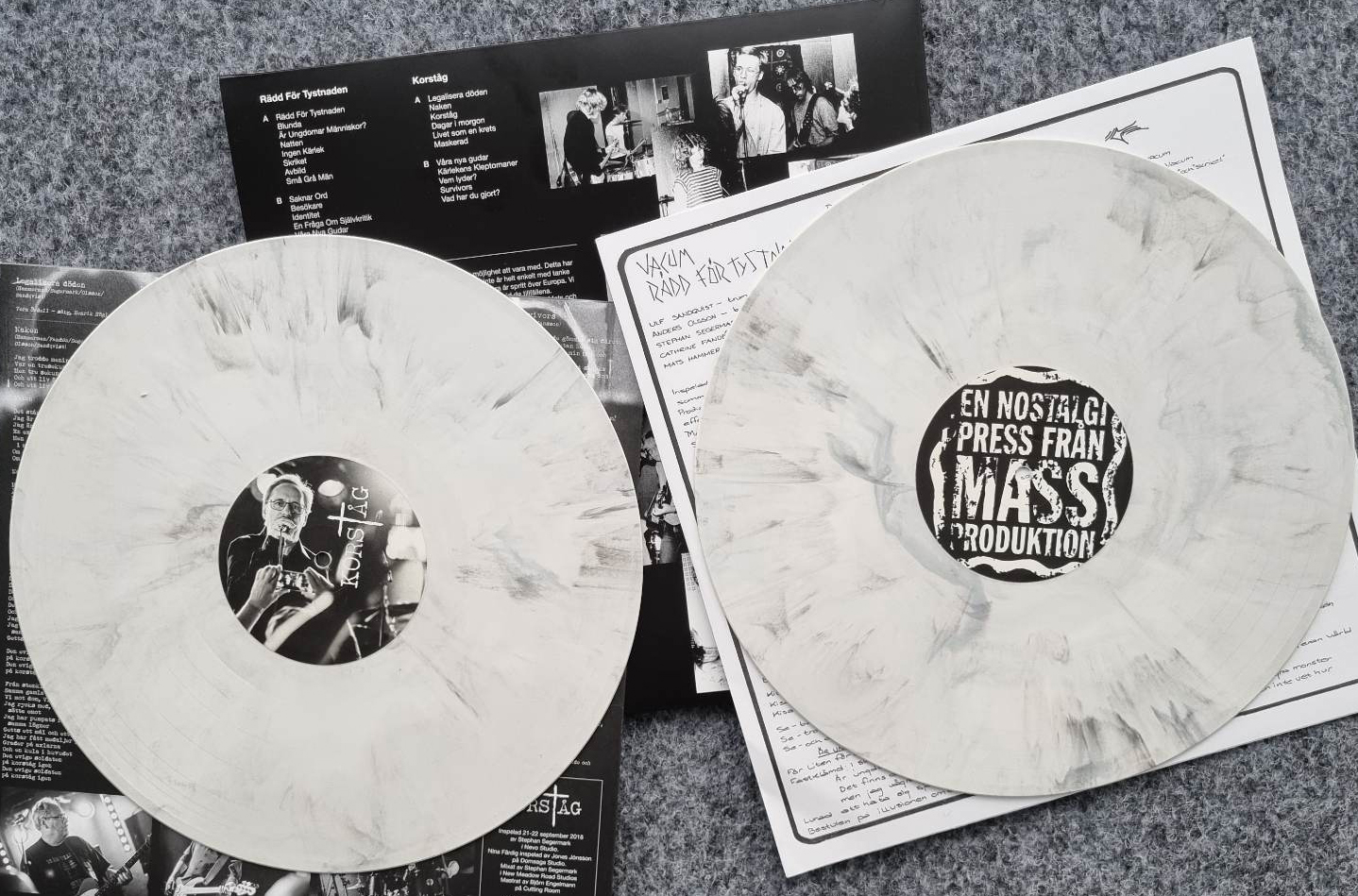 VACUM Rädd för Tystnaden/Korståg Repress in b/w marble vinyl - double LP with debut from 1980 and bonus album recorded 40 years later