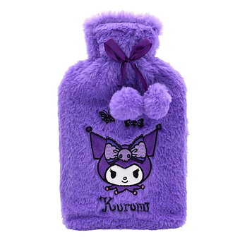 Sanrio Kuromi Varmvattenflaska med Lila Syntetpälsskydd - 1 liter 