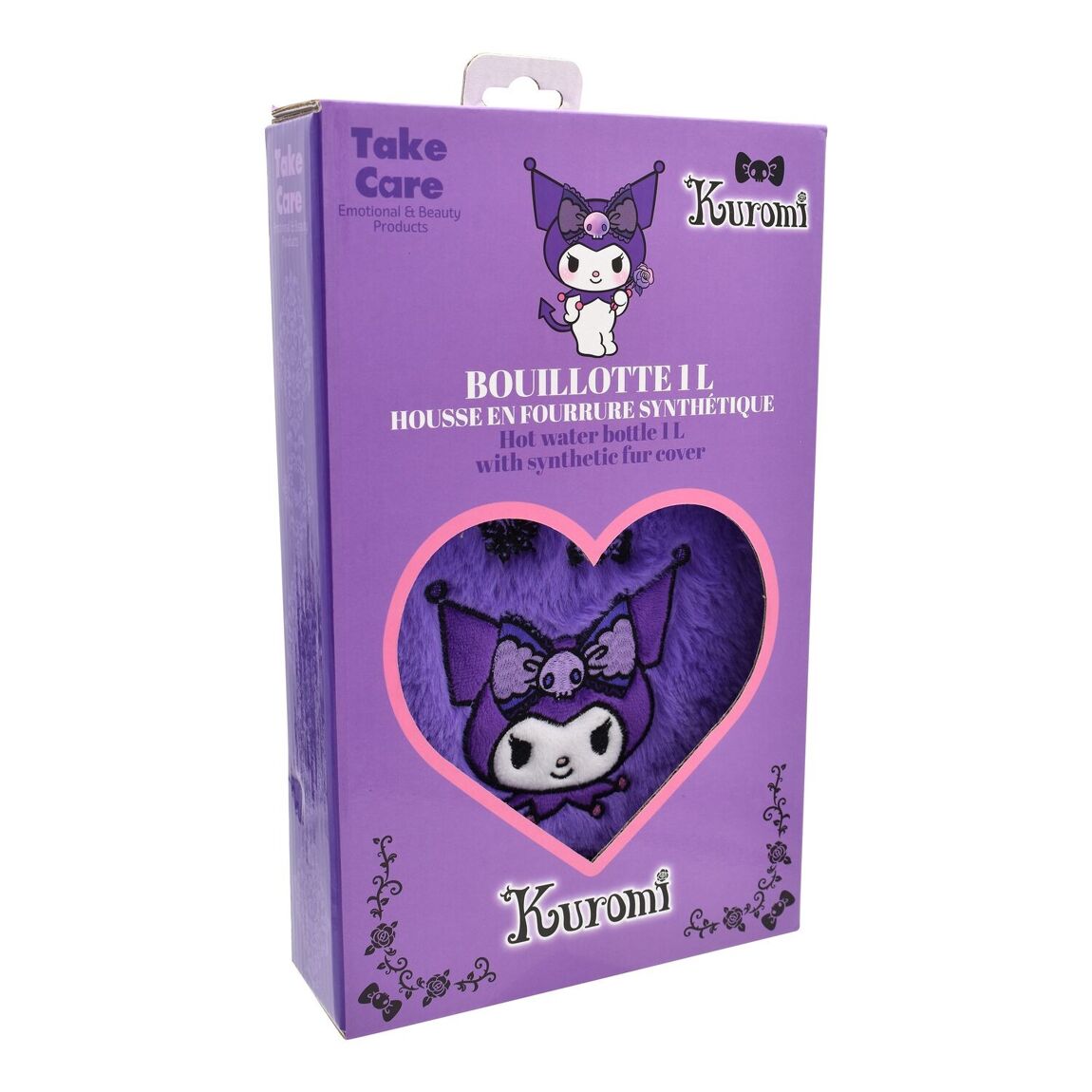 Sanrio Kuromi Varmvattenflaska med Lila Syntetpälsskydd - 1 liter  - 6