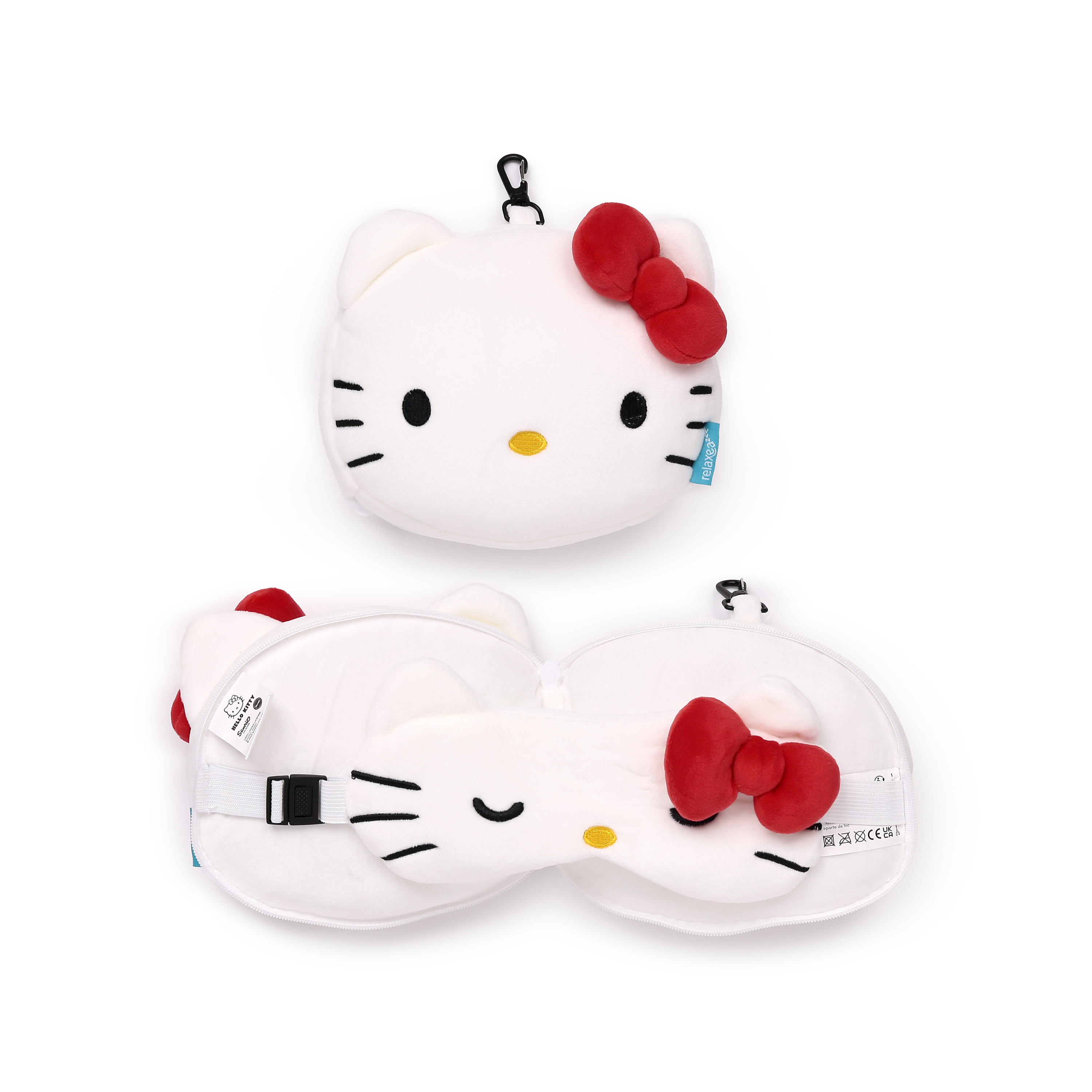 Hello Kitty Plysch Resekudde & Ögonmask - Relaxeazzz Resekudde för Vuxna och Barn - 8