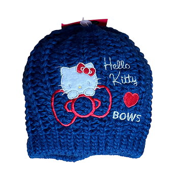Hello Kitty Barnmössa  - Blå stickad