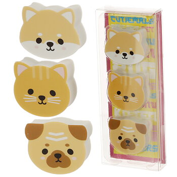 Mops, Katt, Shibu Inu Suddgummiset - 3-Pack