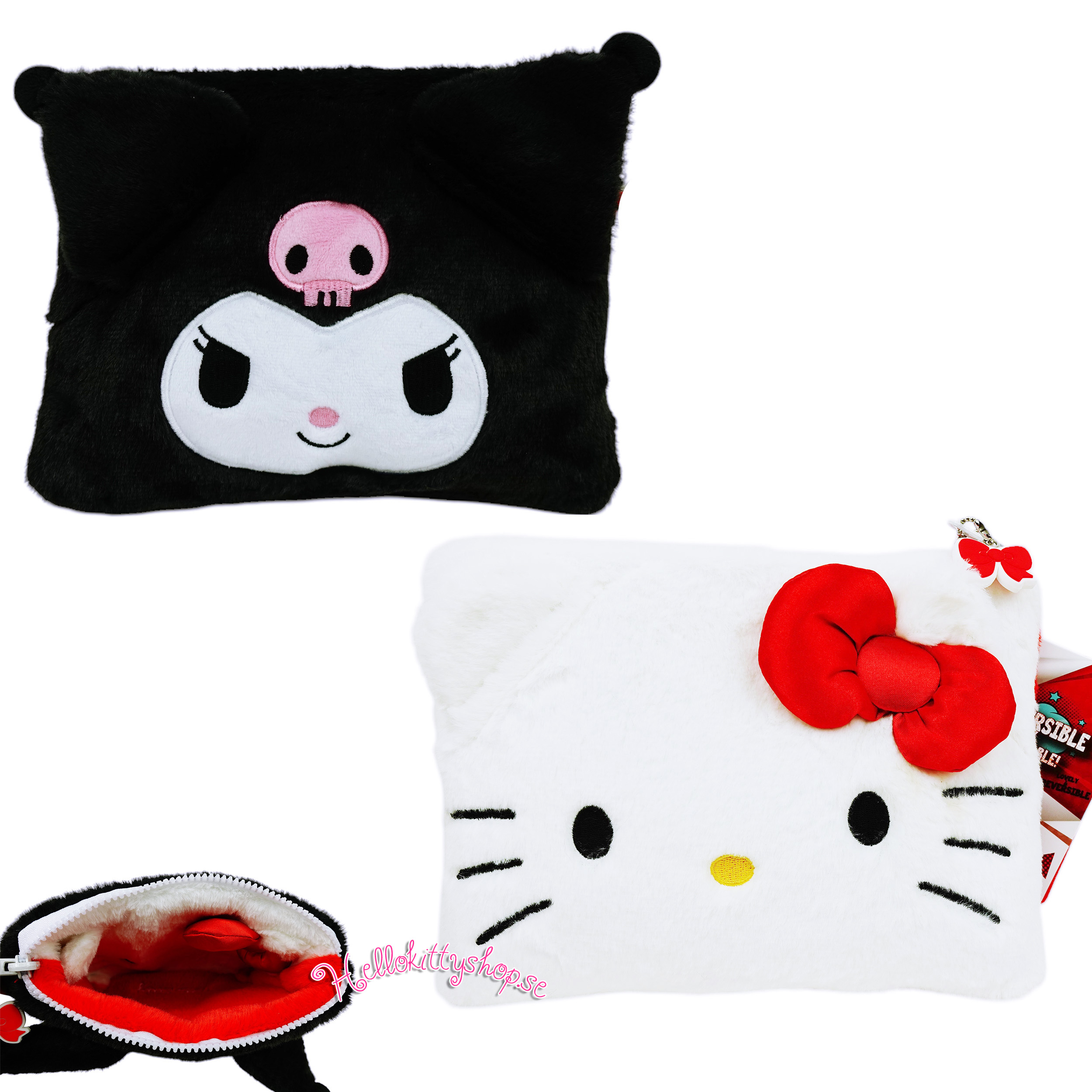 Hello Kitty & Kuromi Plush Vändbar Necessär