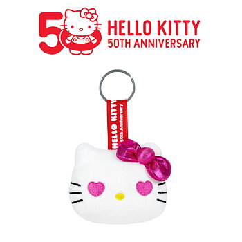 Hello Kitty 50th Anniversary Mjukis Nyckelring 10 x 8 x 5 cm - Rosa Rosett