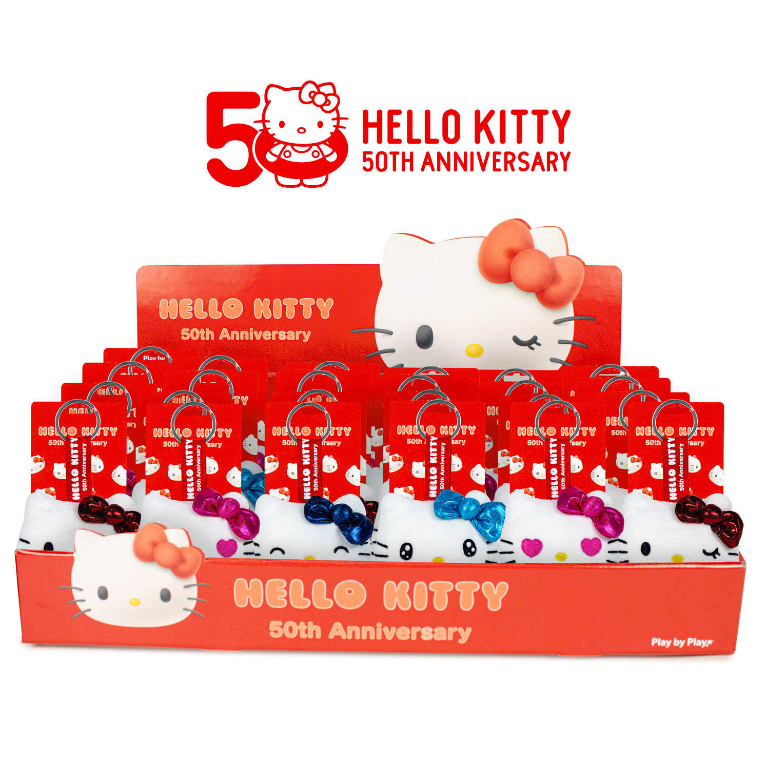 Hello Kitty 50th Anniversary Mjukis Nyckelring 10 x 8 x 5 cm - Rosa Rosett - 4