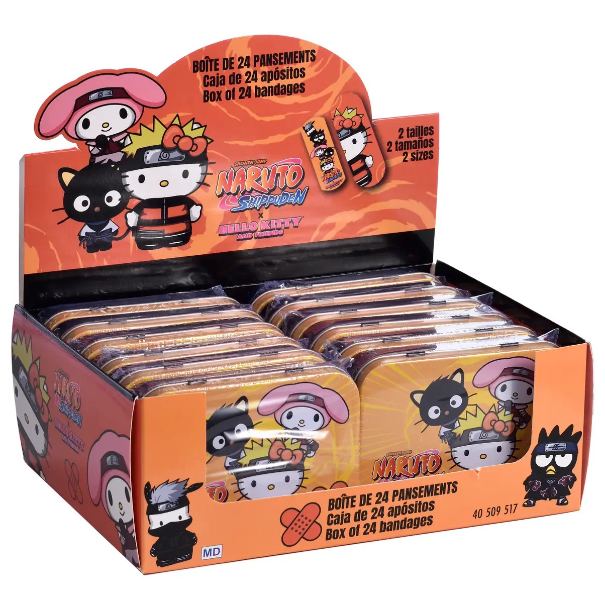 Sanrio Hello Kitty x Naruto Plåster i Metallburk - 24 st - 6