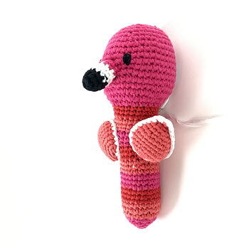 Flamingo Gosedjur med Skallra 18 cm - Ekologisk 